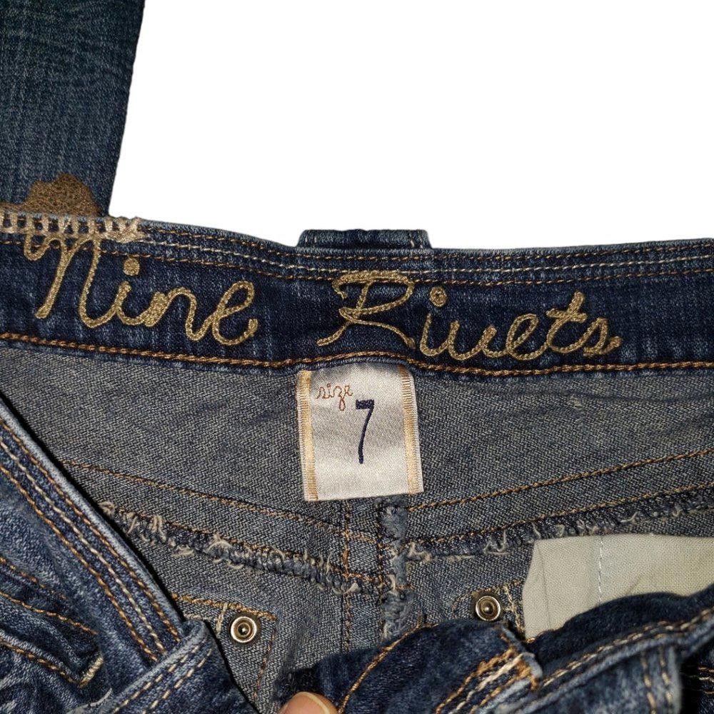 Designer CT179 Juniors Nine Rivets Size 7 Straight Leg Vintage Jeans Size 24" / US 00 / IT 34 - 3 Thumbnail