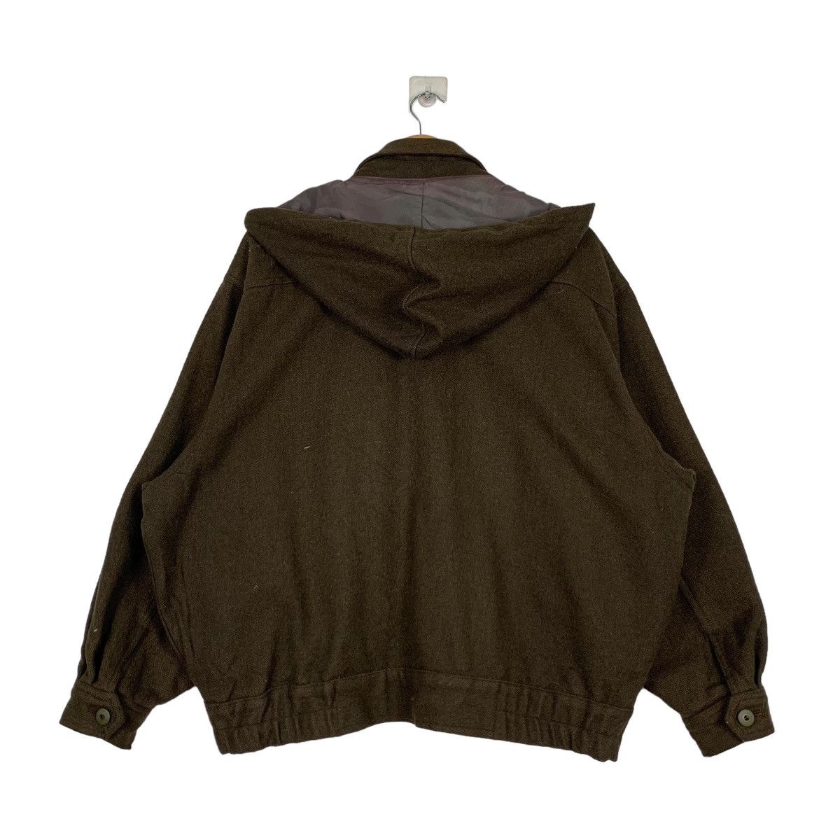 Japanese Brand LEONTE Olive Hooded Wool Bomber Jacket #1103-C50 Size US M / EU 48-50 / 2 - 7 Thumbnail