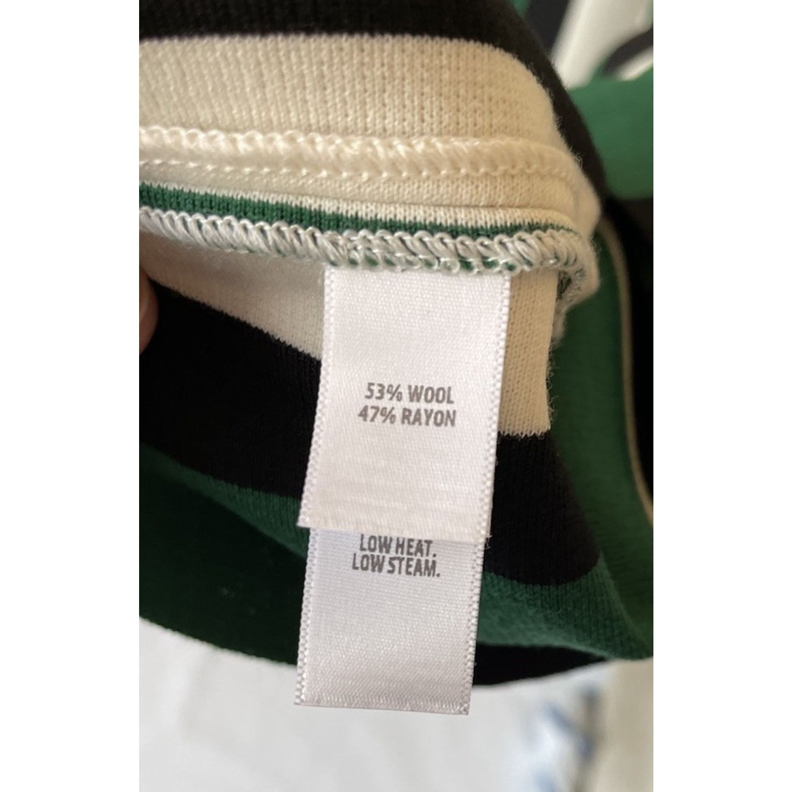 St. John ST. JOHN Black Label Green White Stripe Dress 10 Wool Blend Size L / US 10 / IT 46 - 4 Thumbnail