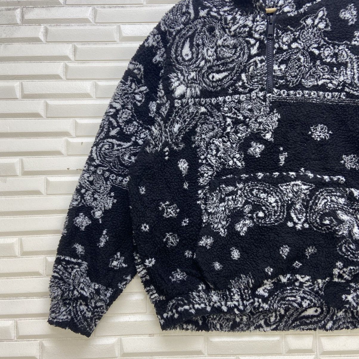 Japanese Brand Tyghus Paisley Art Sherpa Half Zipper Oversize Loose Jacket Size US L / EU 52-54 / 3 - 4 Thumbnail