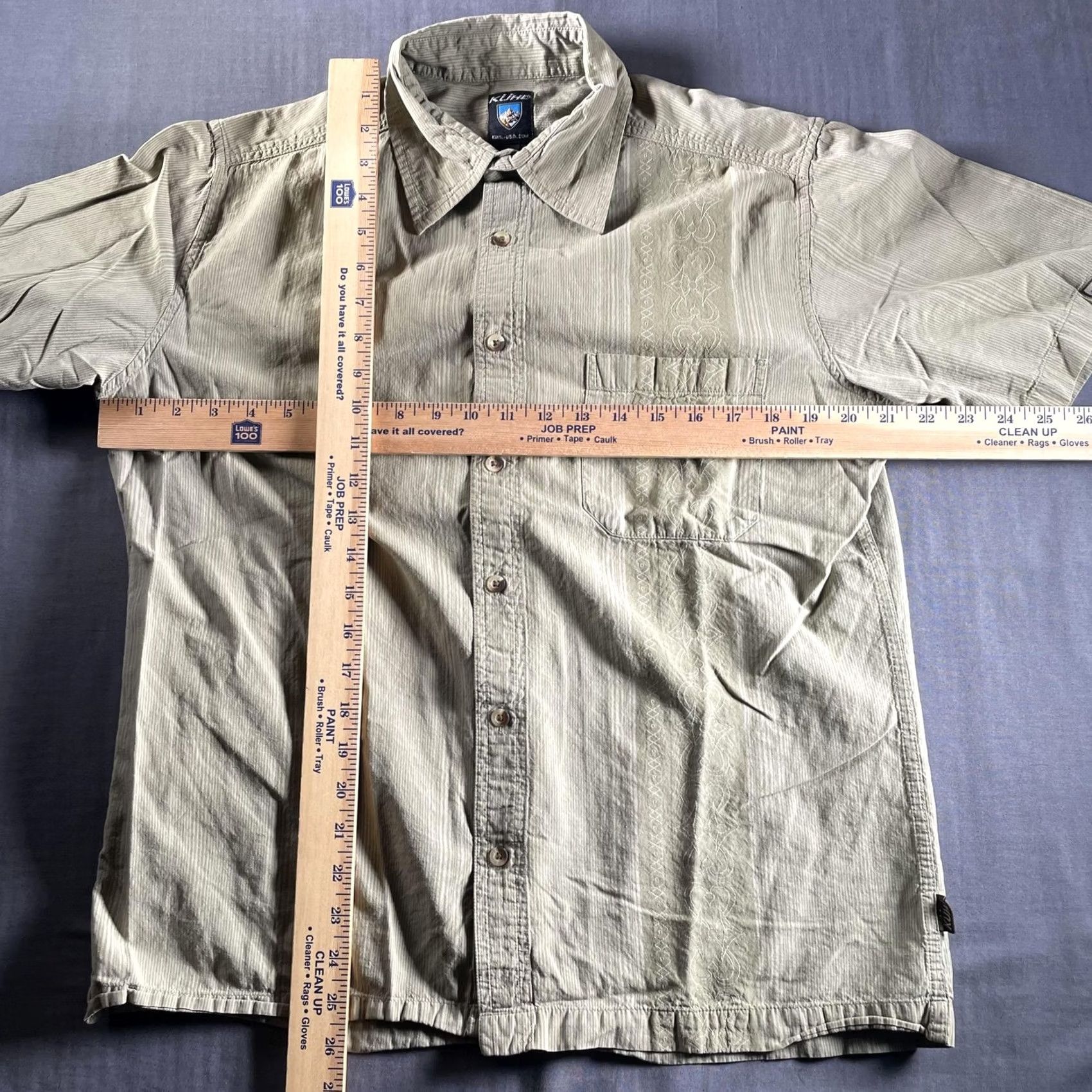 Vintage KÜHL Shirt Mens Large Short Sleeve Embroidered Button-Up Hiking Organic Cotton Green Flagship Classic Outdoor Shirt Size US L / EU 52-54 / 3 - 7 Thumbnail