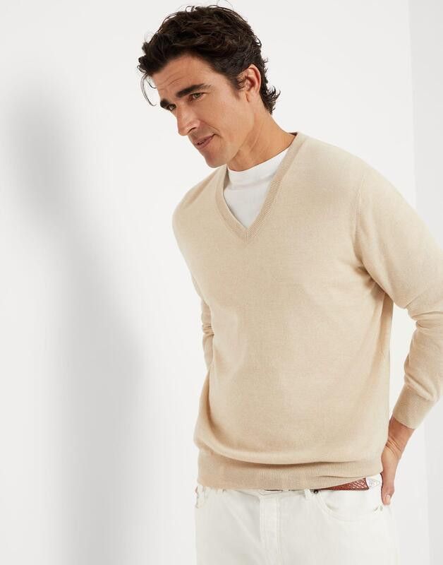 Brunello Cucinelli o1la1rc1a0425 Cashmere Sweater in Sand Size US L / EU 52-54 / 3 - 1 Thumbnail