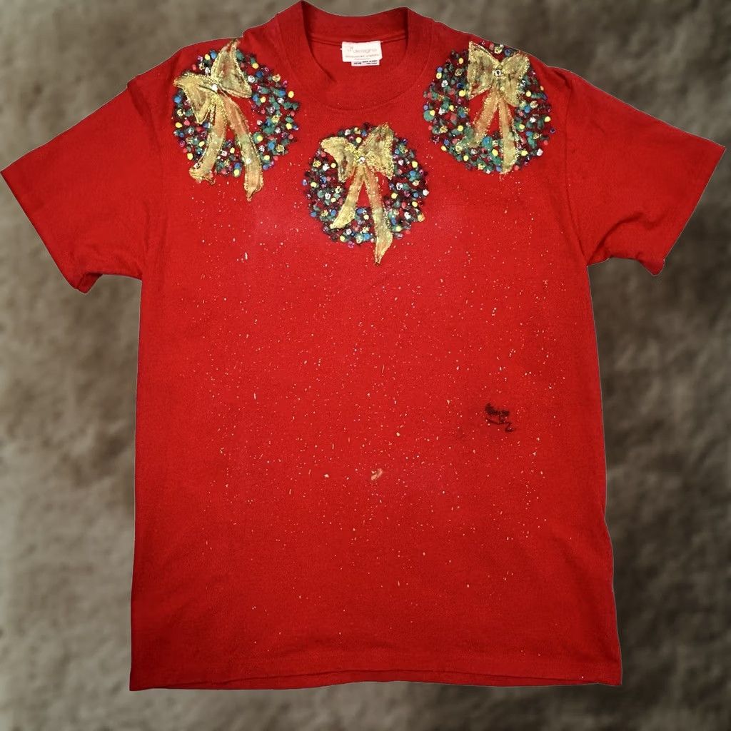 Vintage VINTAGE Hawaii Hand Painted Christmas T Shirt Splatter Bling Single Stitch XL Size XL / US 12-14 / IT 48-50 - 1 Thumbnail