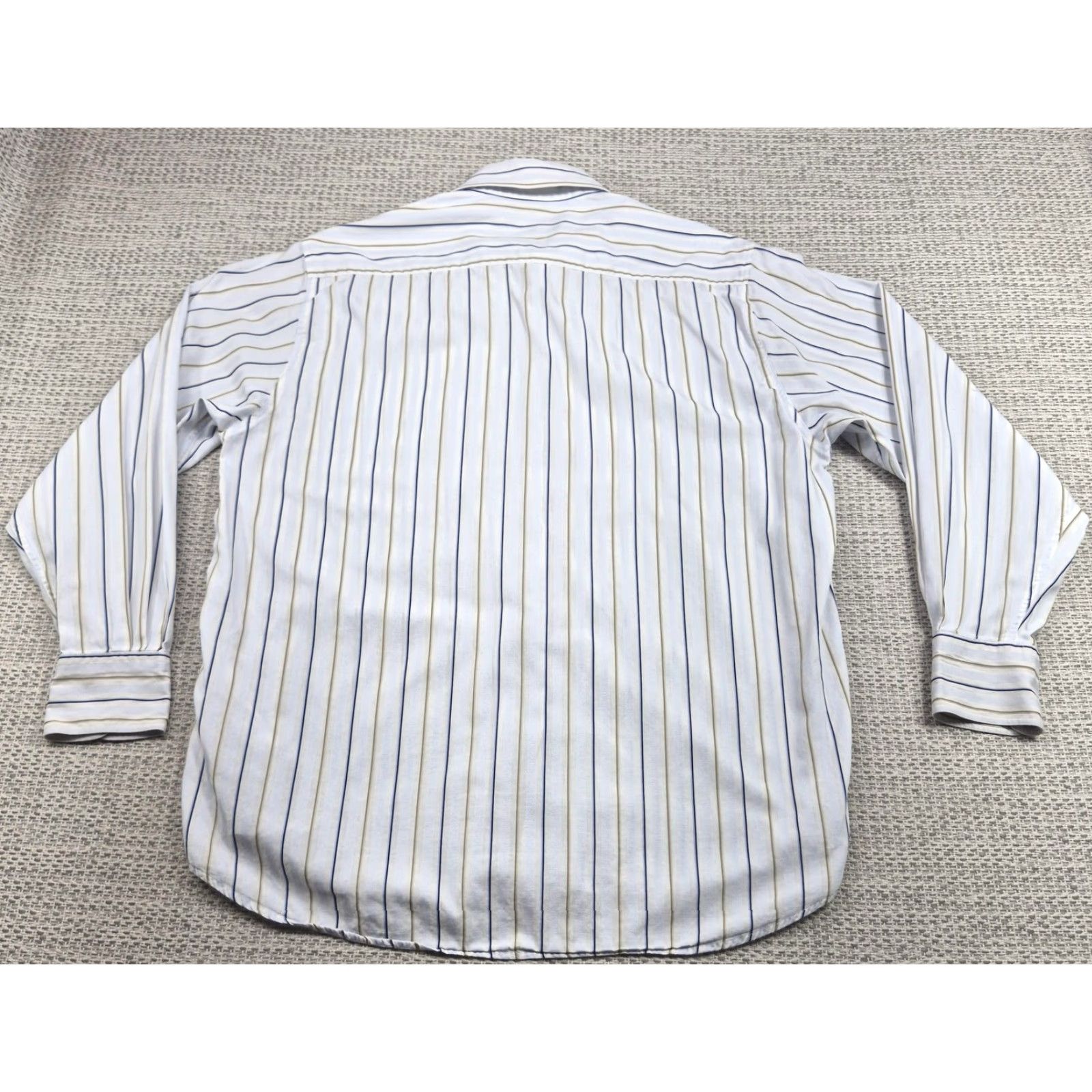 Ermenegildo Zegna Button Up Shirt Mens Large White Stripe Long Sleeve Dress  Shirt