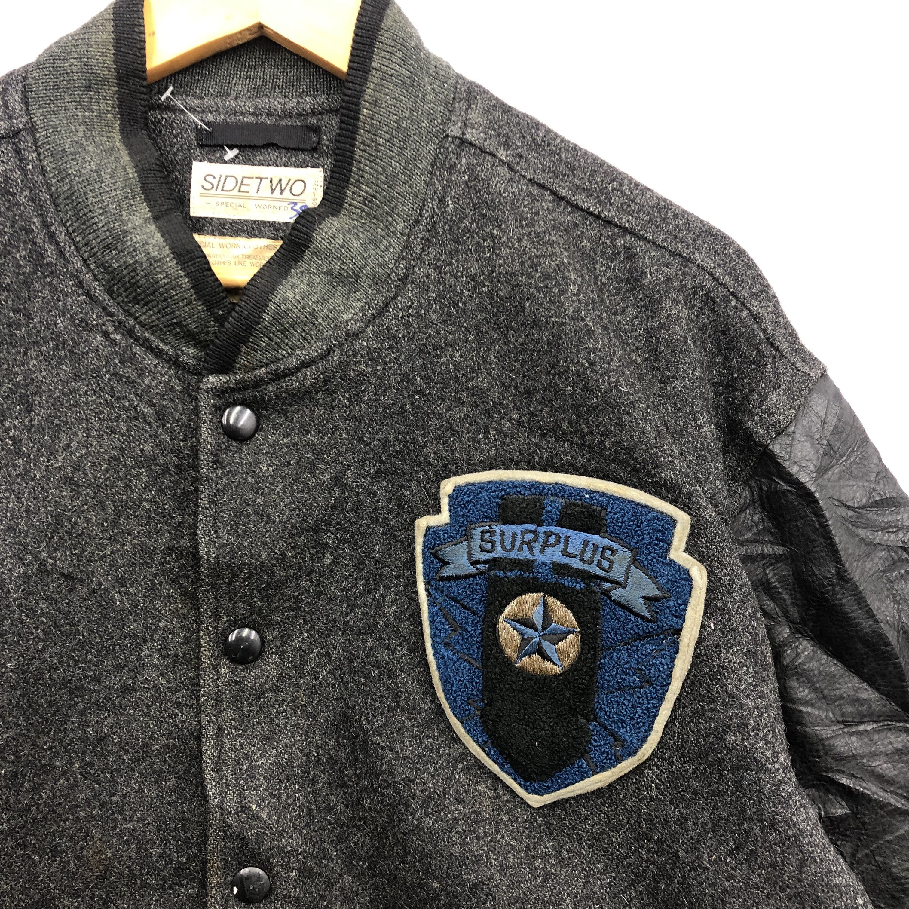 Vintage Vintage 90s Surplus Leather Varsity Wool Jacket | . Size US XL / EU 56 / 4 - 3 Thumbnail