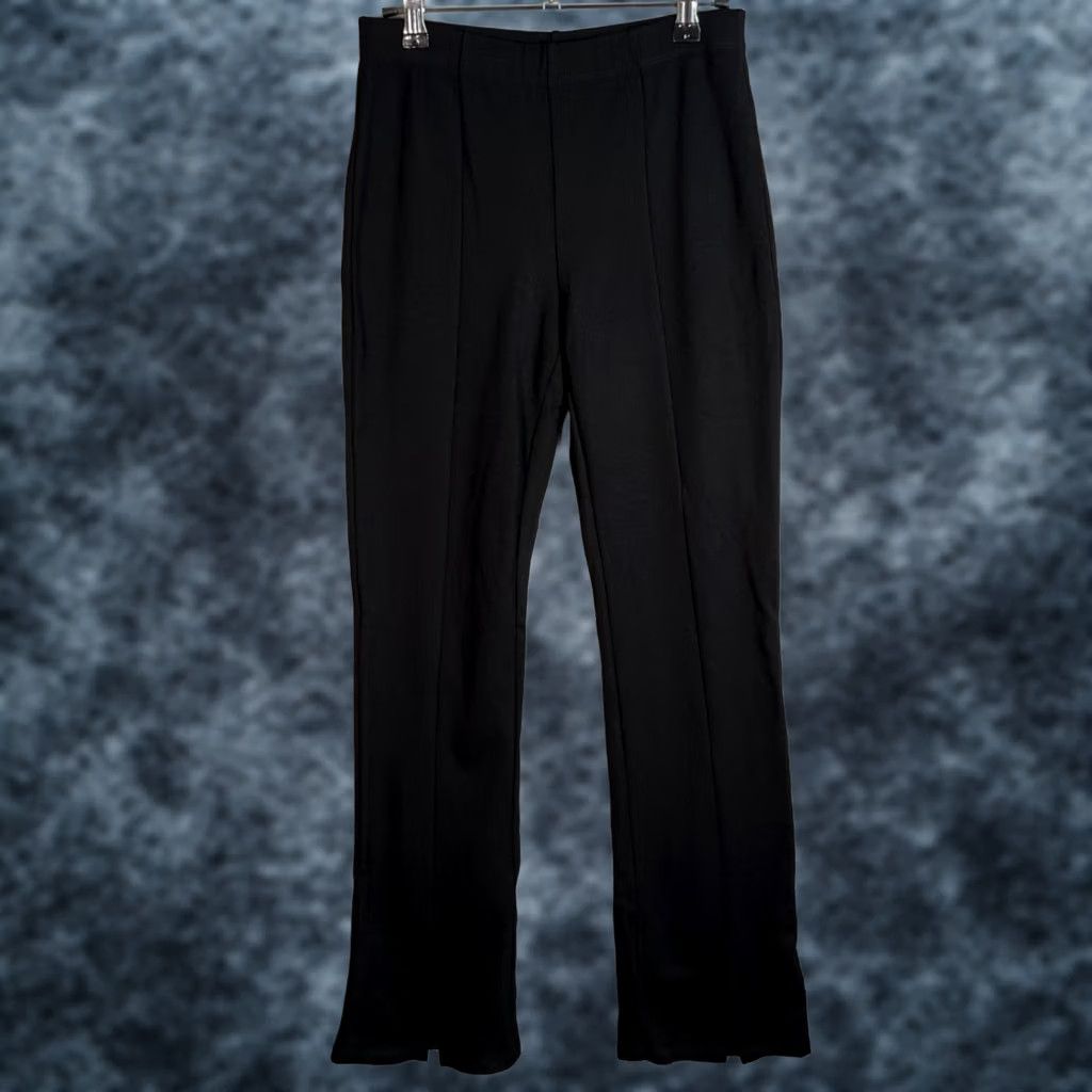 Vintage Ciara Sun Woo Womens XS Black Pull-On Flare Leg Pants w/ Slit At Hem, Dress Pants, Vintage: No Size 26" / US 2 / IT 38 - 1 Thumbnail