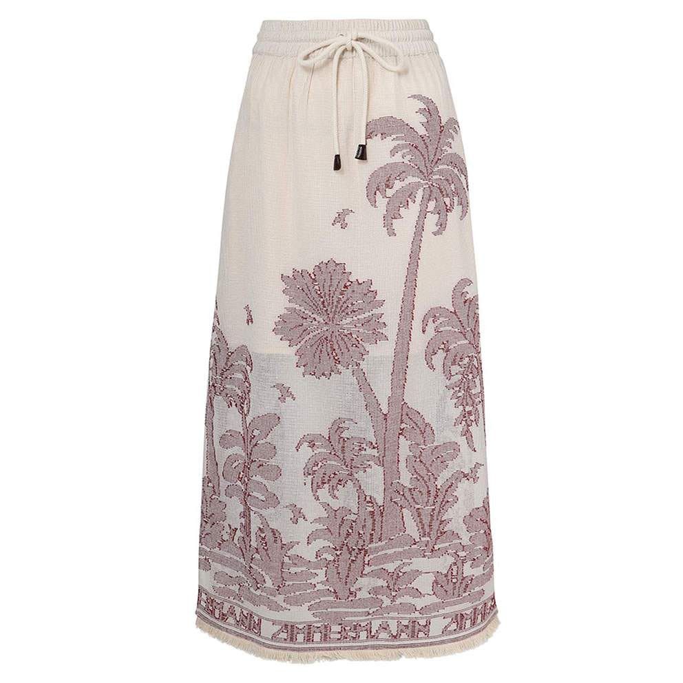 Zimmermann oc11z0525 Ottie Palm Cotton Midi Skirt in Multicolor Size 27" / US 4 / IT 40 - 1 Thumbnail