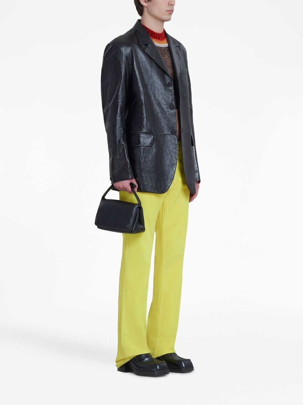 Marni o1w1db10125 Polished Finish Leather Jacket in Black Size US XL / EU 56 / 4 - 4 Thumbnail