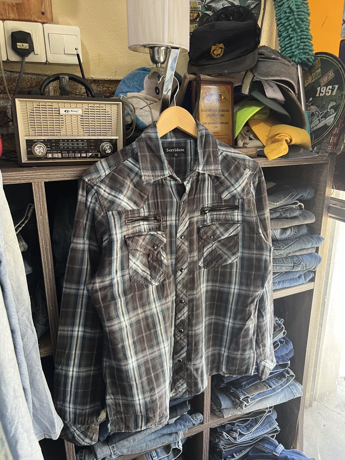 If Six Was Nine 🔥Sorridere Punk Zipper Pocket Flannel Size US S / EU 44-46 / 1 - 4 Thumbnail