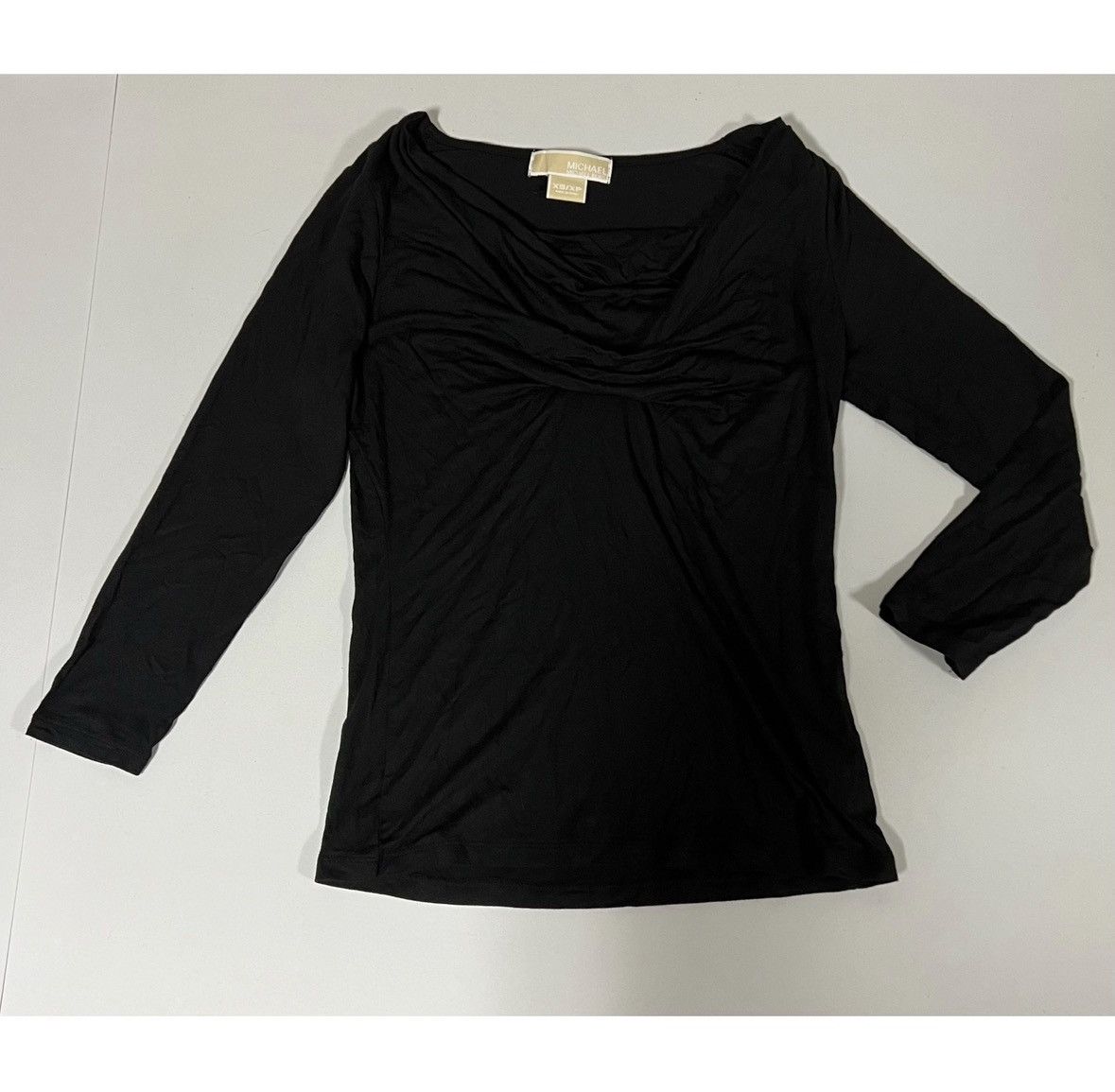 Michael Kors Michael Kors Black Solid Long Sleeve Shirt Top Blouse XS 🖤 Size XS / US 0-2 / IT 36-38 - 1 Thumbnail
