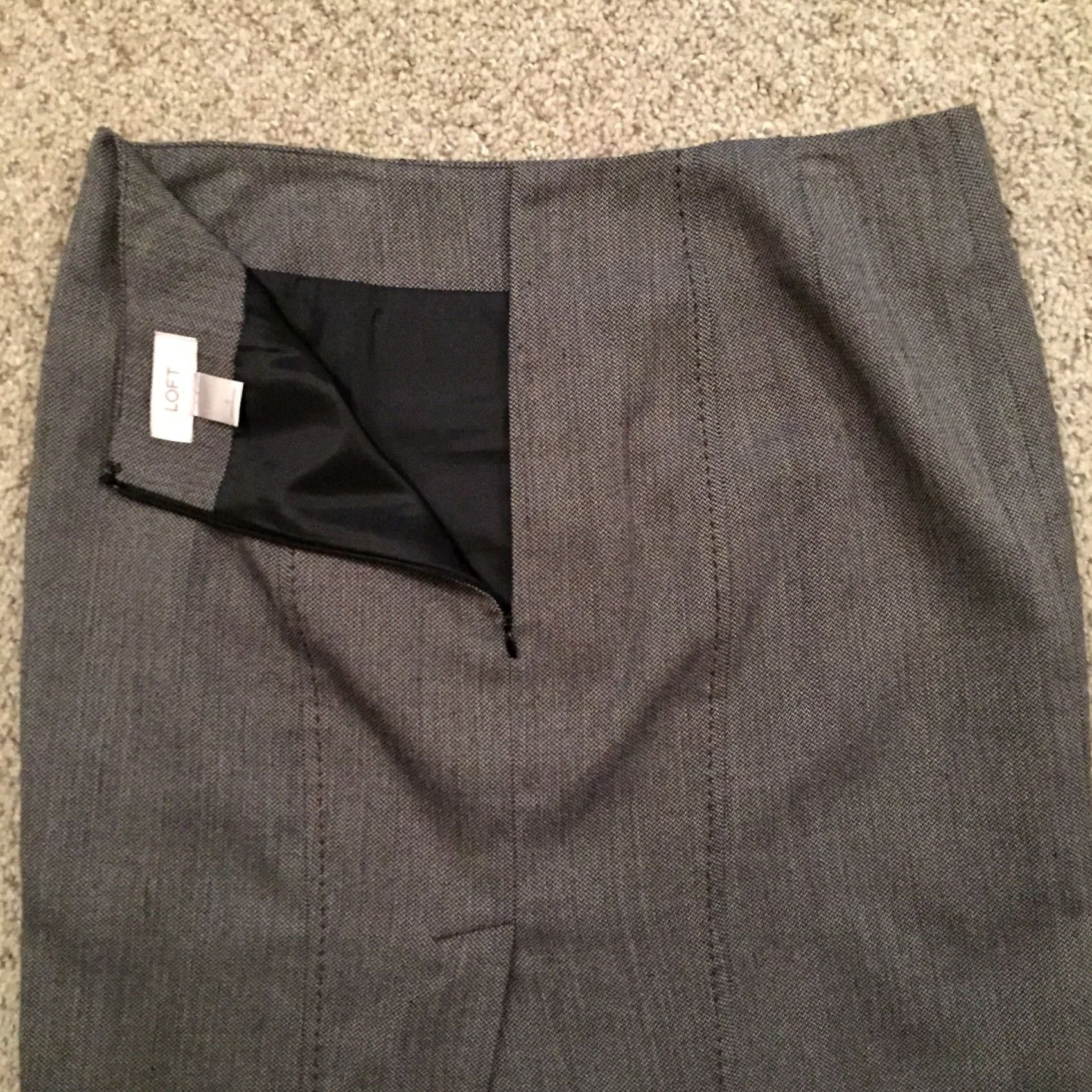 Loft LOFT Skirt Women Gray Pencil Knee Length Size 6 Lined Business Herringbone Size 28" / US 6 / IT 42 - 7 Thumbnail