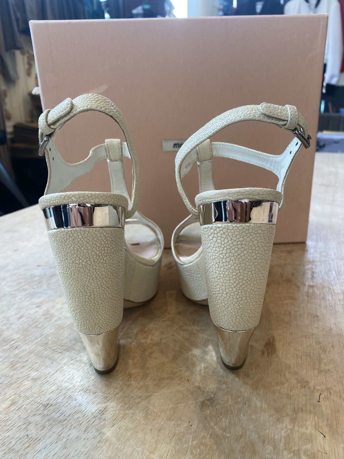 Miu Miu Miu Miu Leather Strap Block Heel Sandals Size US 4 / IT 34 - 3 Thumbnail