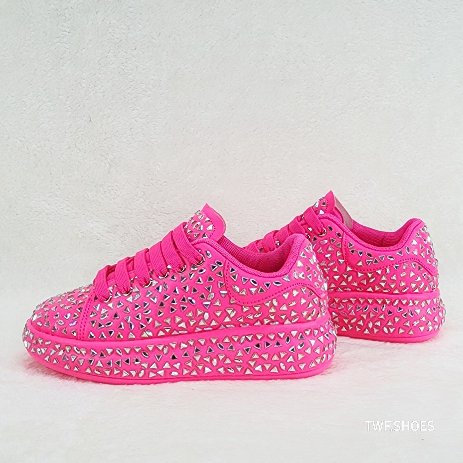 Other Geo Dazzle Cush Iridescent Stone Hot Pink Platform Sneakers Size US 8 / IT 38 - 1 Thumbnail