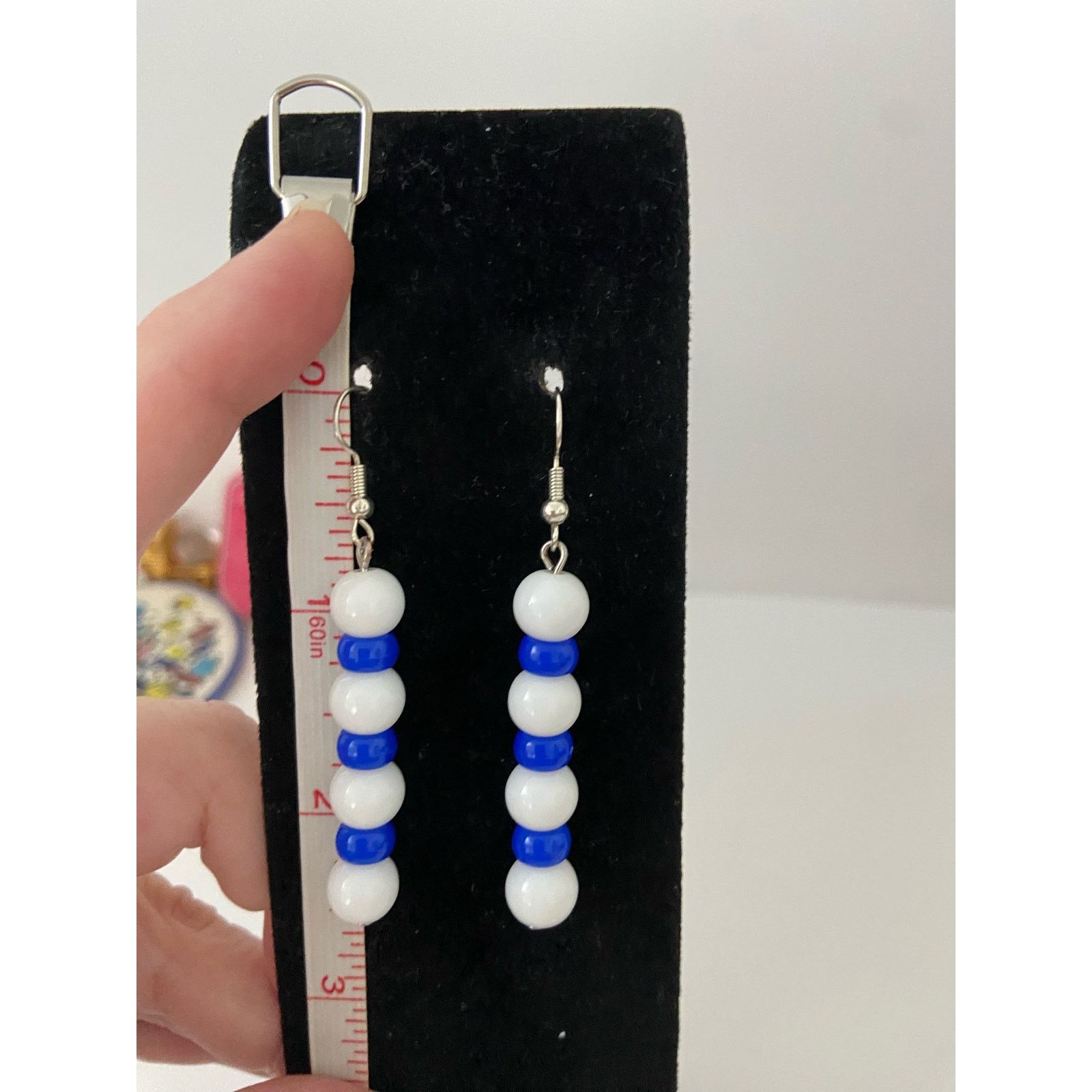 Handmade blue and white earrings Size ONE SIZE - 3 Thumbnail