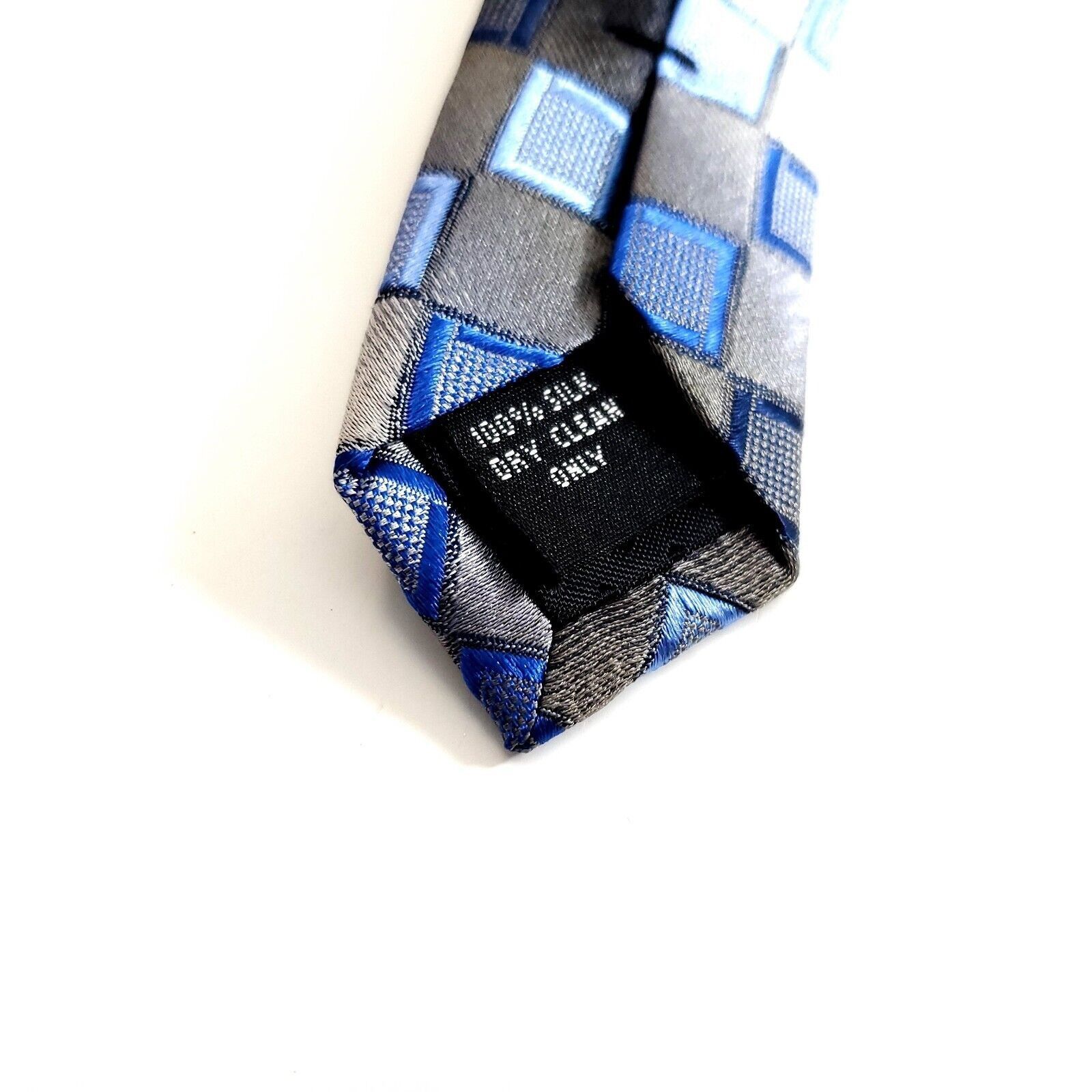 Pierre Cardin Pierre Cardin Beige Blue Woven Geometric Wide Silk Tie Size ONE SIZE - 4 Thumbnail