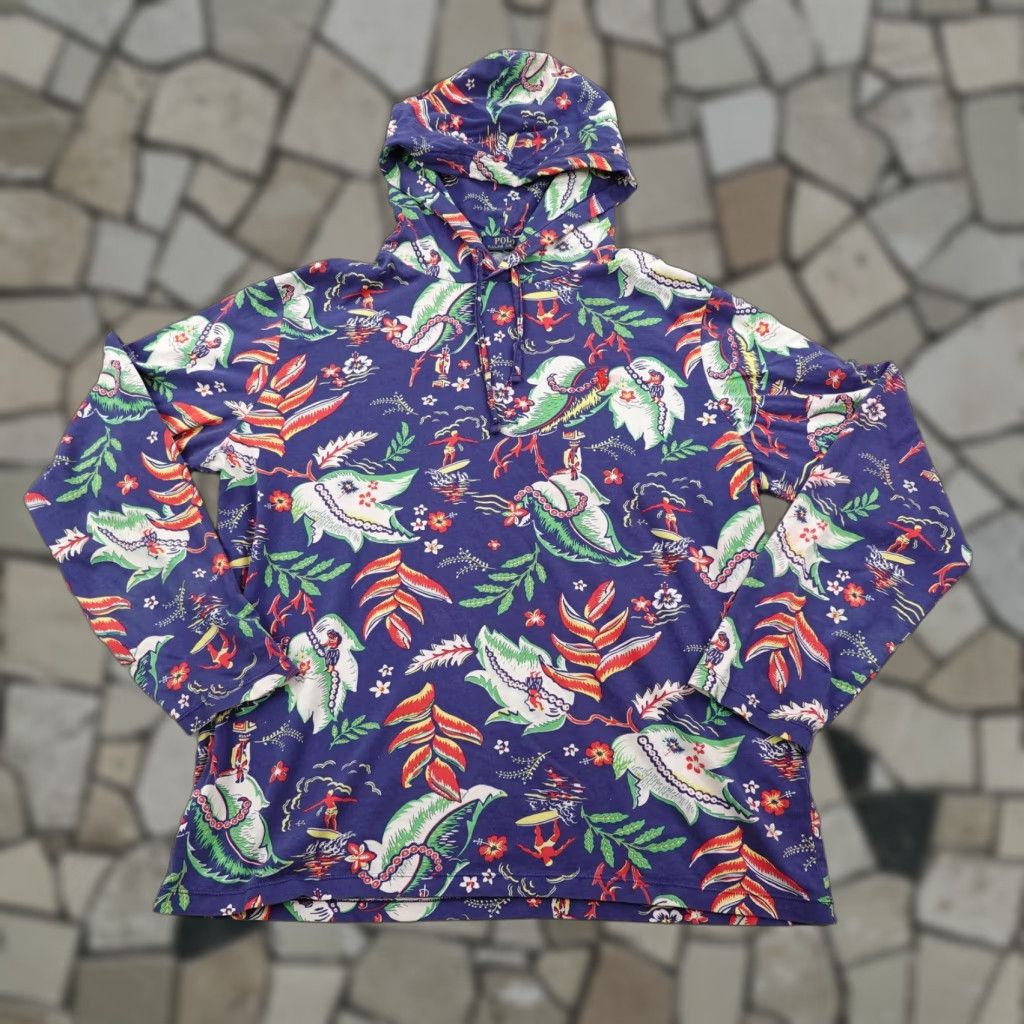 Polo Ralph Lauren Polo Ralph Lauren Hoodie Mens Large Blue Hawaiian Surf Pullover Aloha Sweater Size US L / EU 52-54 / 3 - 1 Thumbnail