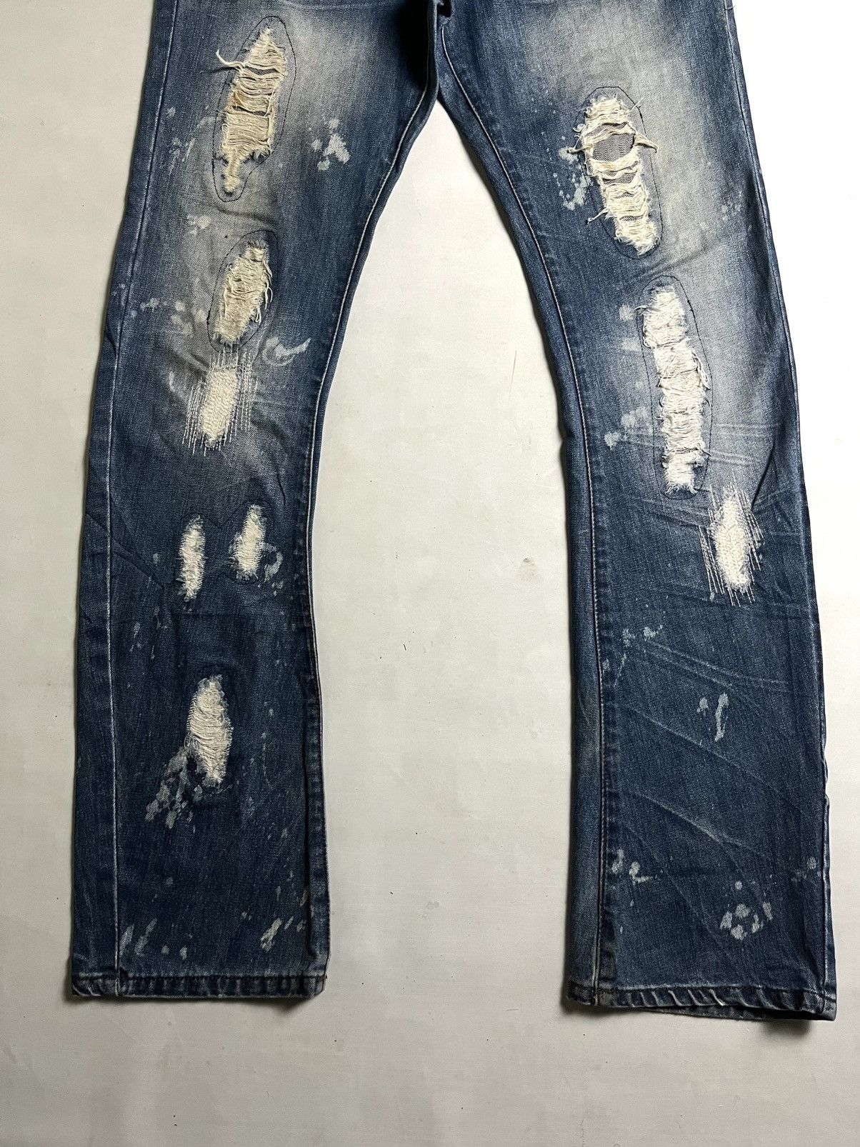 Tornado Mart 🌴BIDDING OFFER🌴00s Schlussel Distrress Sashiko denim Size US 33 - 5 Thumbnail