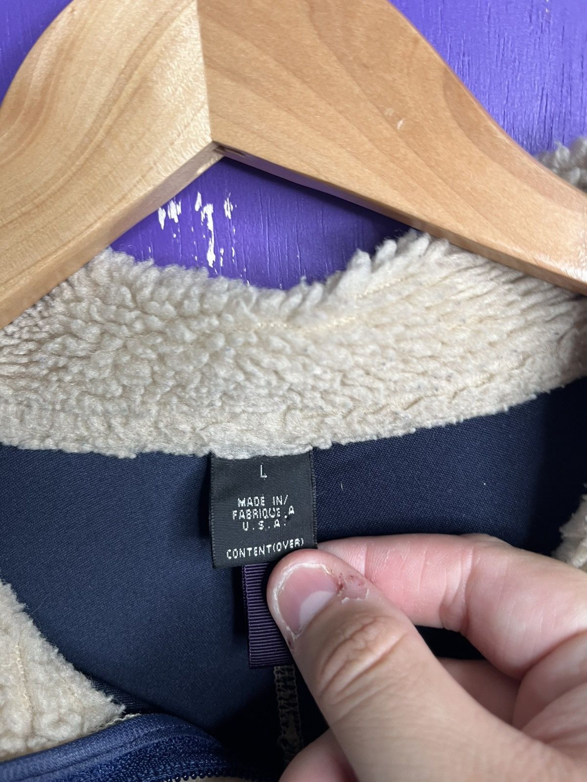Patagonia × Vintage Vintage 90s Patagonia deep pile tan fleece jacket Size US L / EU 52-54 / 3 - 4 Thumbnail