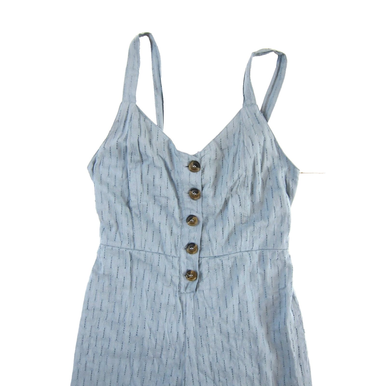 Vintage Japna Jumpsuit Women Small Blue 100% Cotton Wide Leg Romper NWT Pockets V-Neck Sleeveless Spring Summer Fall Women Mens? Size 28" / US 6 / IT 42 - 3 Thumbnail