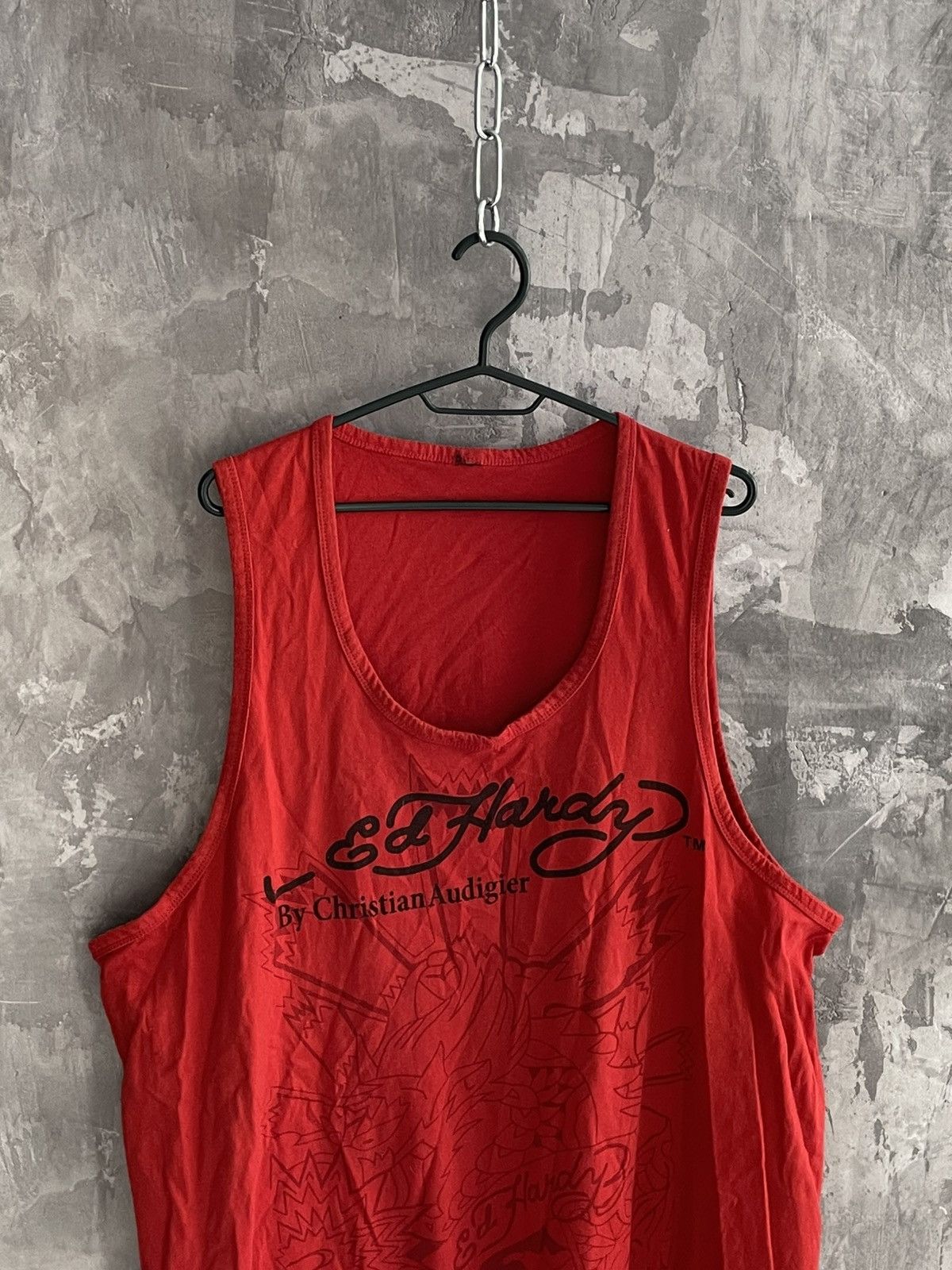 Ed Hardy Vintage Ed Hardy Red Tank Top Y2K 00s Punk Grunge Hype Size US XXL / EU 58 / 5 - 7 Thumbnail
