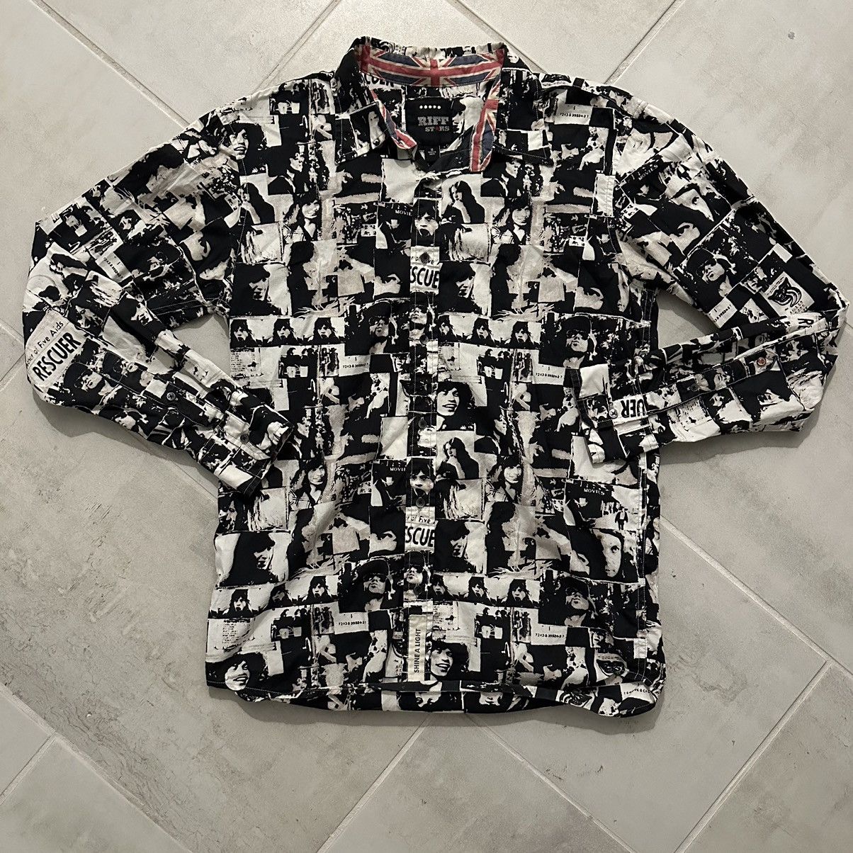 Band Tees Riff Stars Rolling Stones News Paper Print Dress Shirt Size US M / EU 48-50 / 2 - 1 Thumbnail