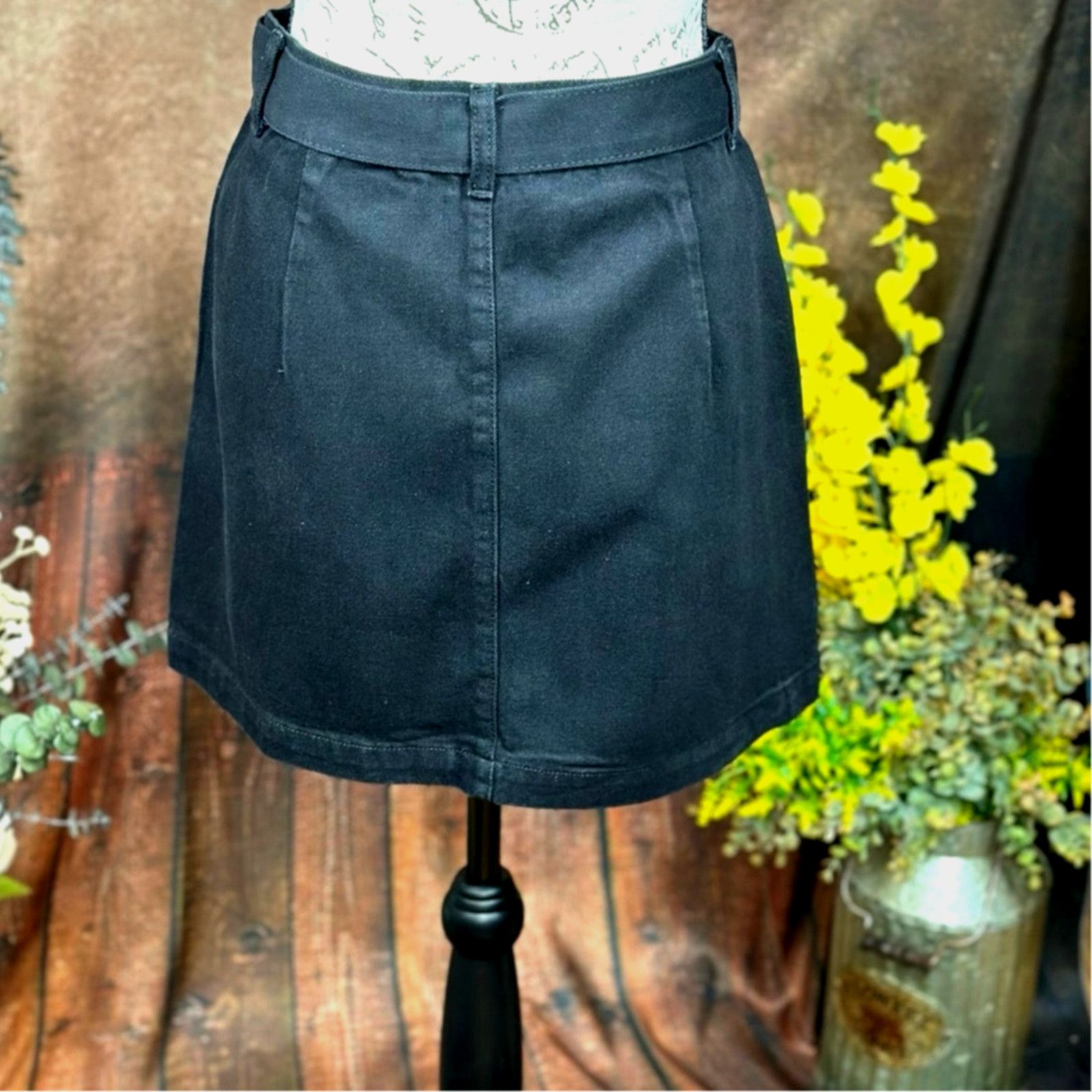 Other Denim Belted Zipper Front Mini Skirt Black size M Size 30" / US 8 / IT 44 - 7 Thumbnail