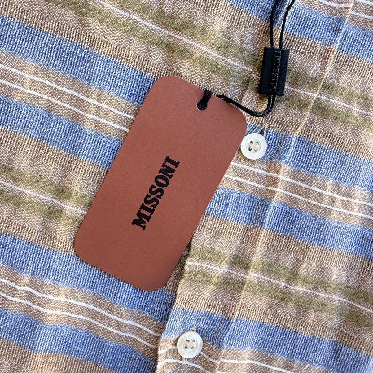 Missoni Missoni Orange Label Shirt Men Size 54 Linen Blend Striped Size US XL / EU 56 / 4 - 6 Thumbnail