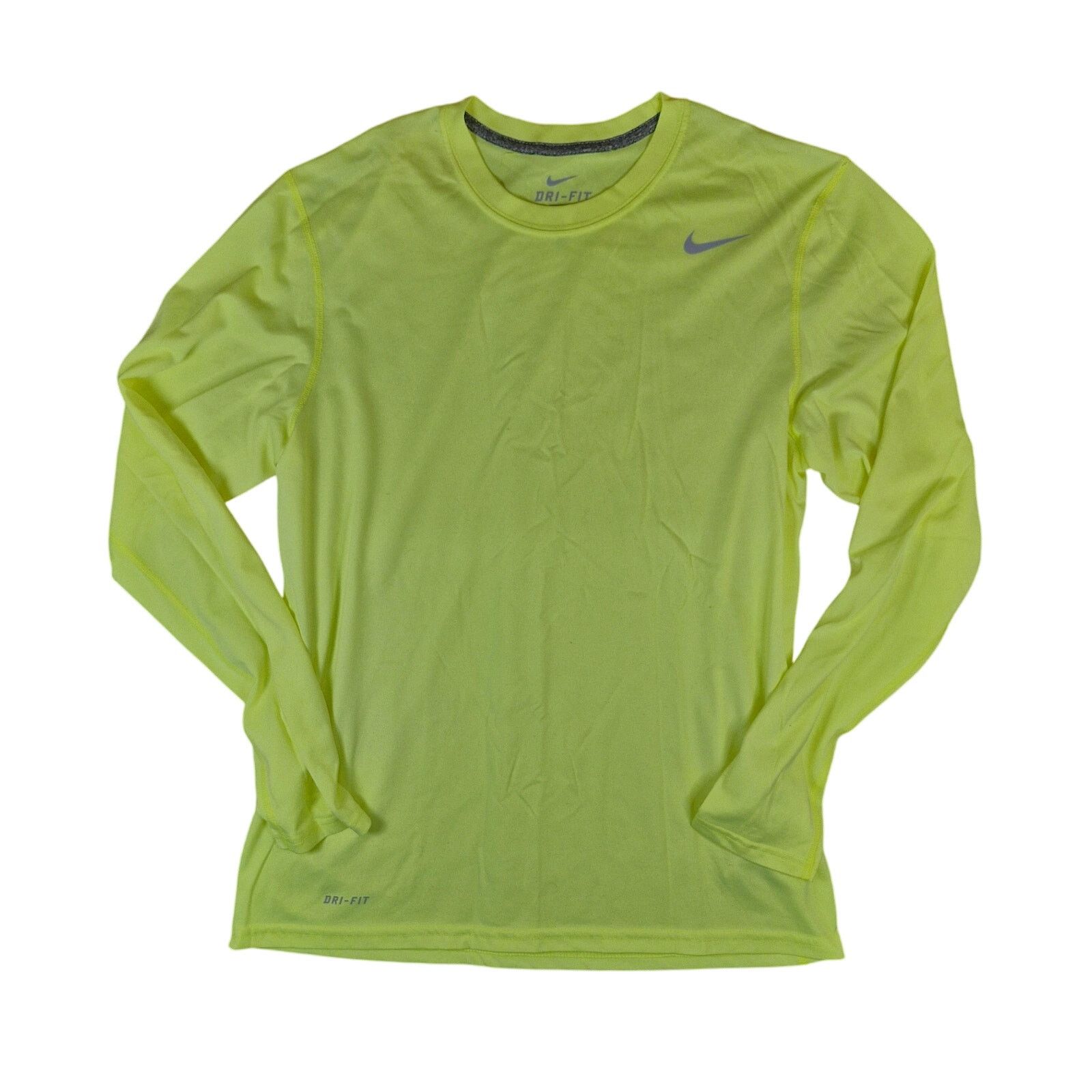 Nike Nike Dri-Fit Running Mens M Neon Yellow Active Long Sleeve Size US M / EU 48-50 / 2 - 1 Thumbnail