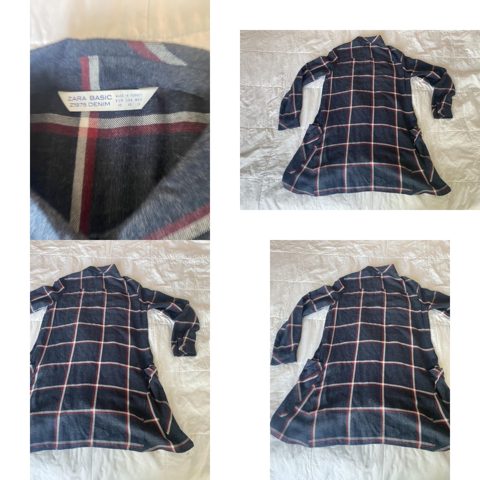 Zara VINTAGE Zara Basic Shirt Dress Womens XS Plaid Long Sleeve Button Up Pockets flannel Size XS / US 0-2 / IT 36-38 - 8 Thumbnail