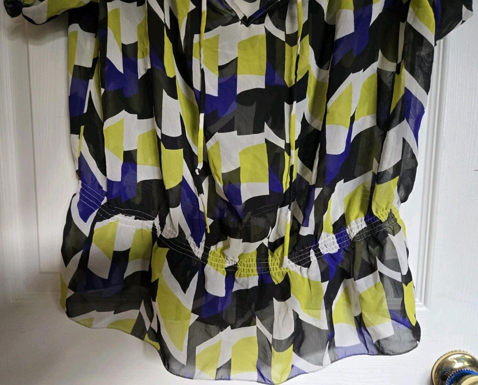 Other Kenneth Cole Reaction Blouse Top Womens 12 Sheer Geometrical Size XL / US 12-14 / IT 48-50 - 7 Thumbnail