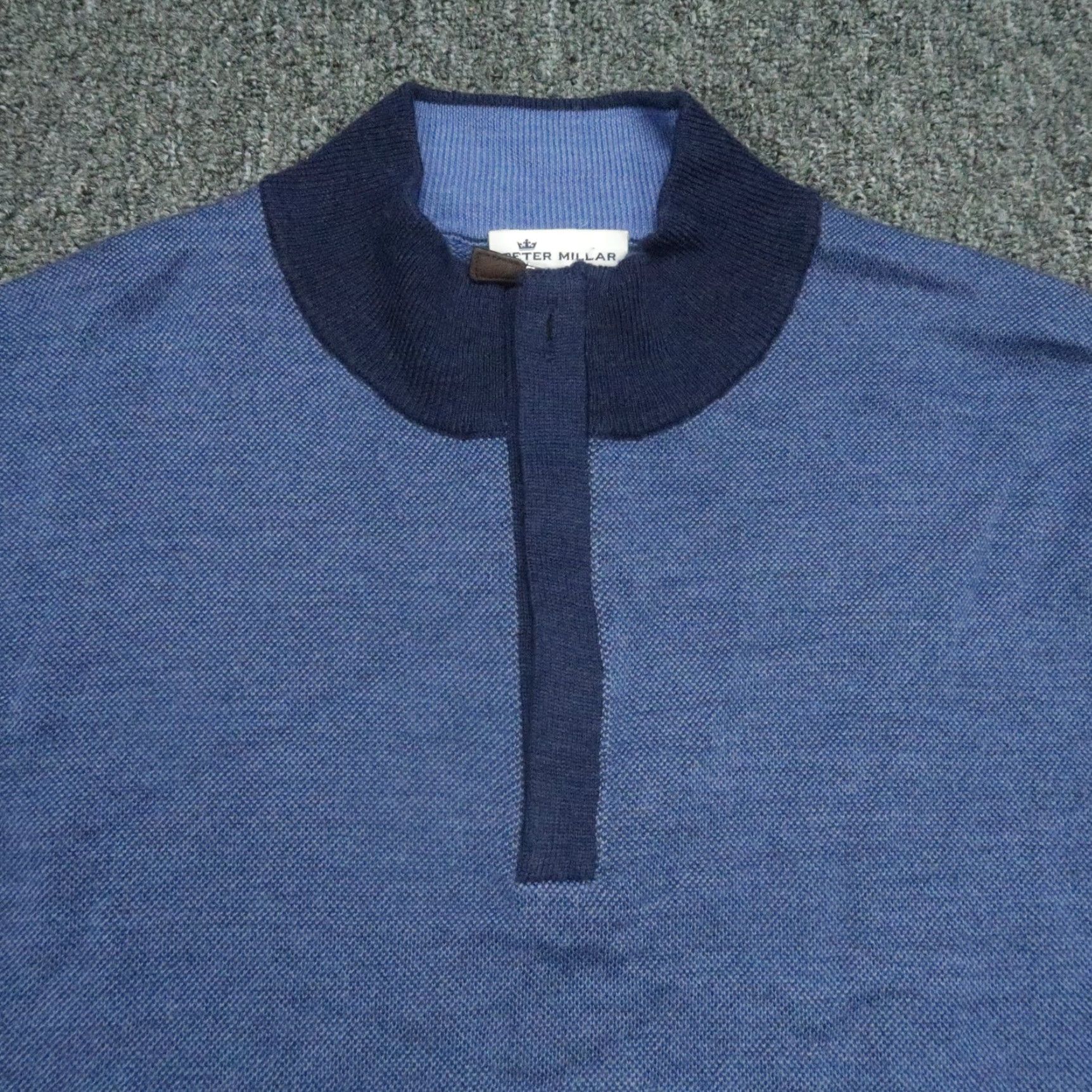 Peter Millar Peter Millar Sweater Mens XL Blue Wool Birdseye 1/4 Zip Pullover Carded Placket Regular Knit Mock Neck Crew neck? Size US XL / EU 56 / 4 - 2 Thumbnail