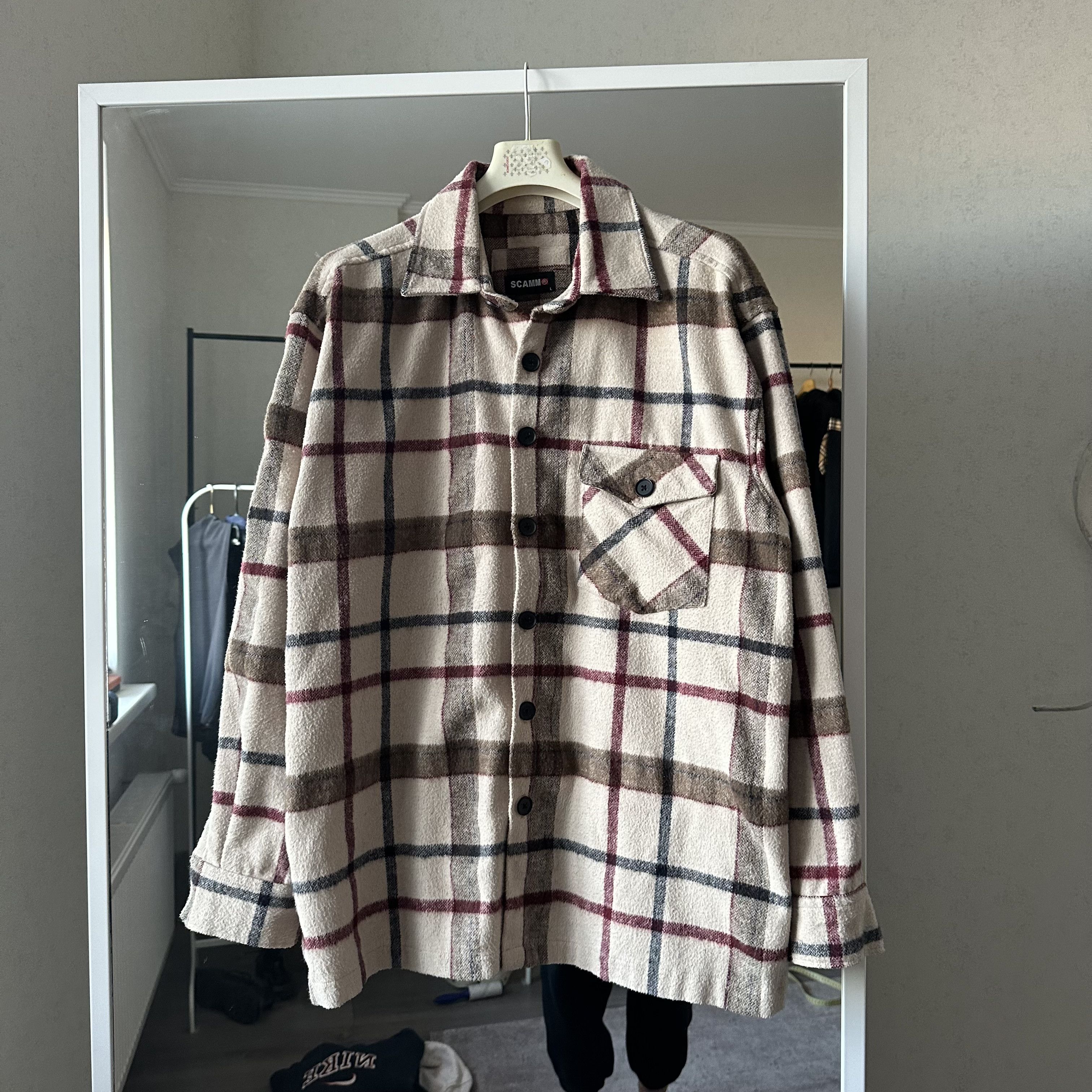 Japanese Brand Scamm Vintage Flannel Shirt Light Avant Garde Beige Jacket Size US M / EU 48-50 / 2 - 2 Thumbnail