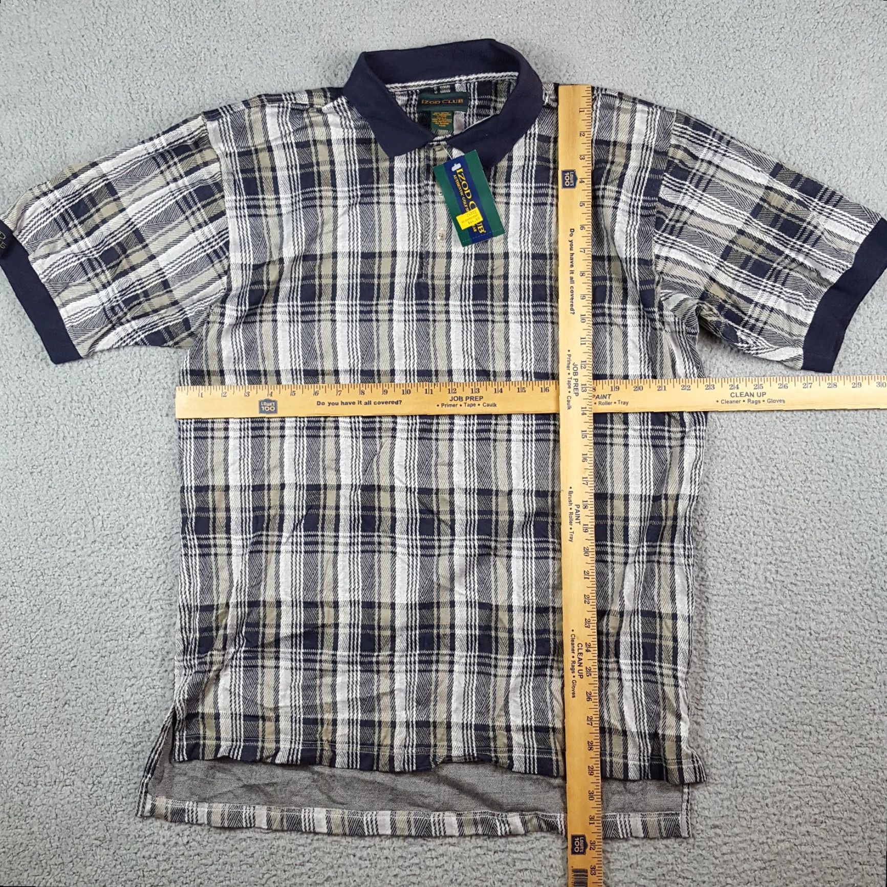 Izod VINTAGE IZOD Polo Shirt Mens Y2K Gray Plaid Surf Skater Grunge 90s Preppy Golf Collared Knit Cotton Short Sleeve Size L Size US L / EU 52-54 / 3 - 5 Thumbnail