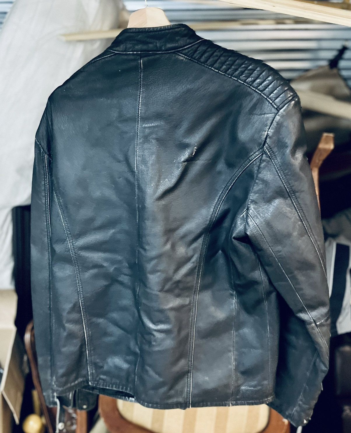 Guess Black 100% Genuine Leather Distressed Bomber Jacket Large Size US L / EU 52-54 / 3 - 2 Thumbnail