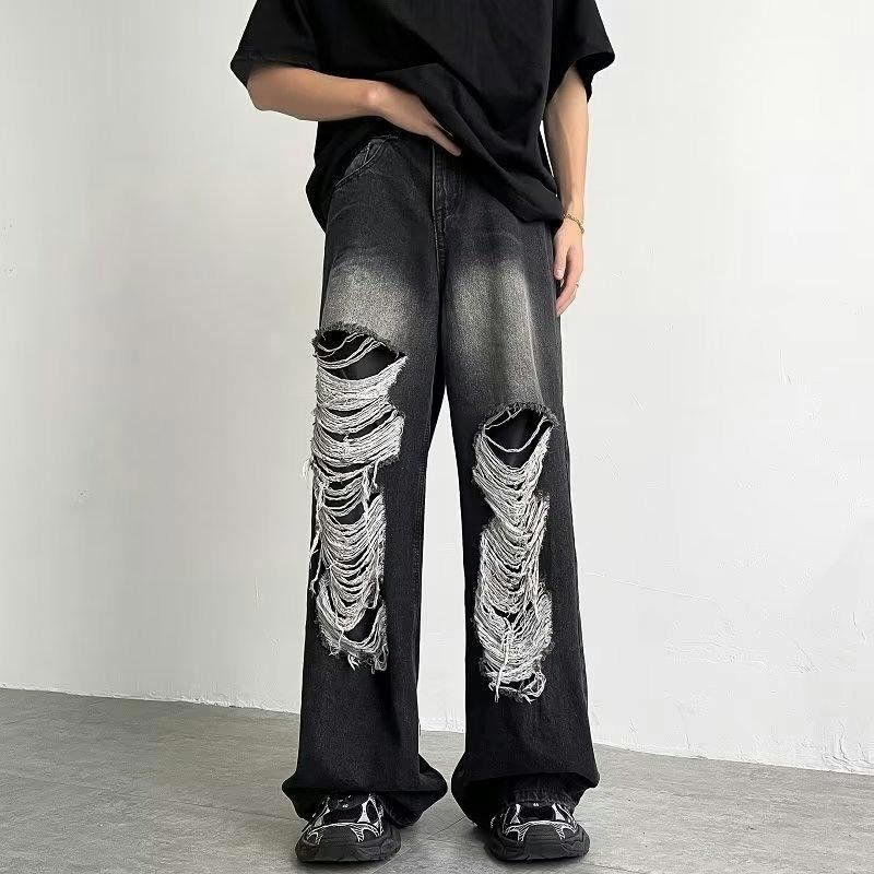 image of Distressed Denim Jeans in Black, Men's (Size 32)