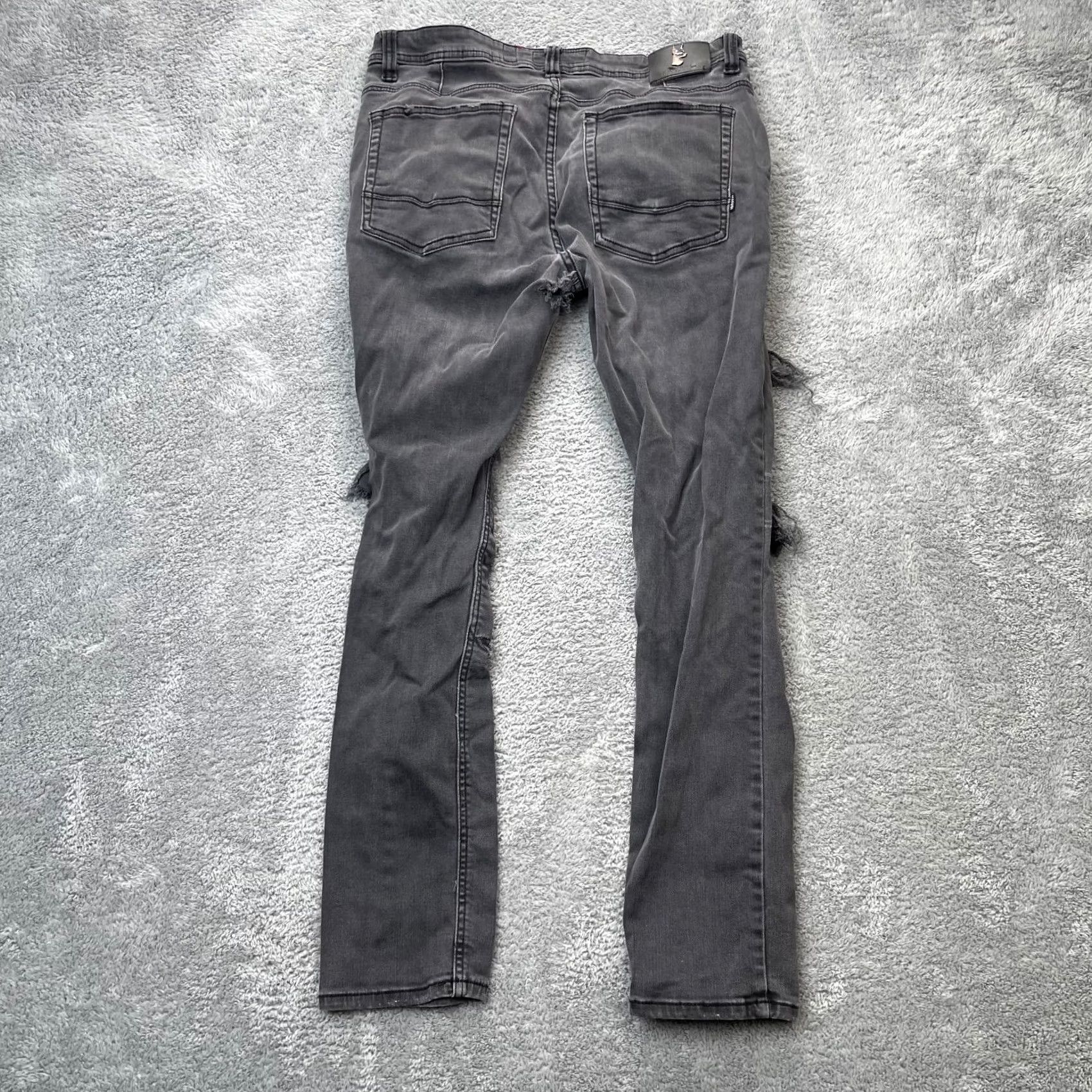 Denime Makobi Jeans Mens Skinny Leg Black Denim Distressed Streetware y2k Ripped 34x30 Size US 34 / EU 50 - 7 Thumbnail