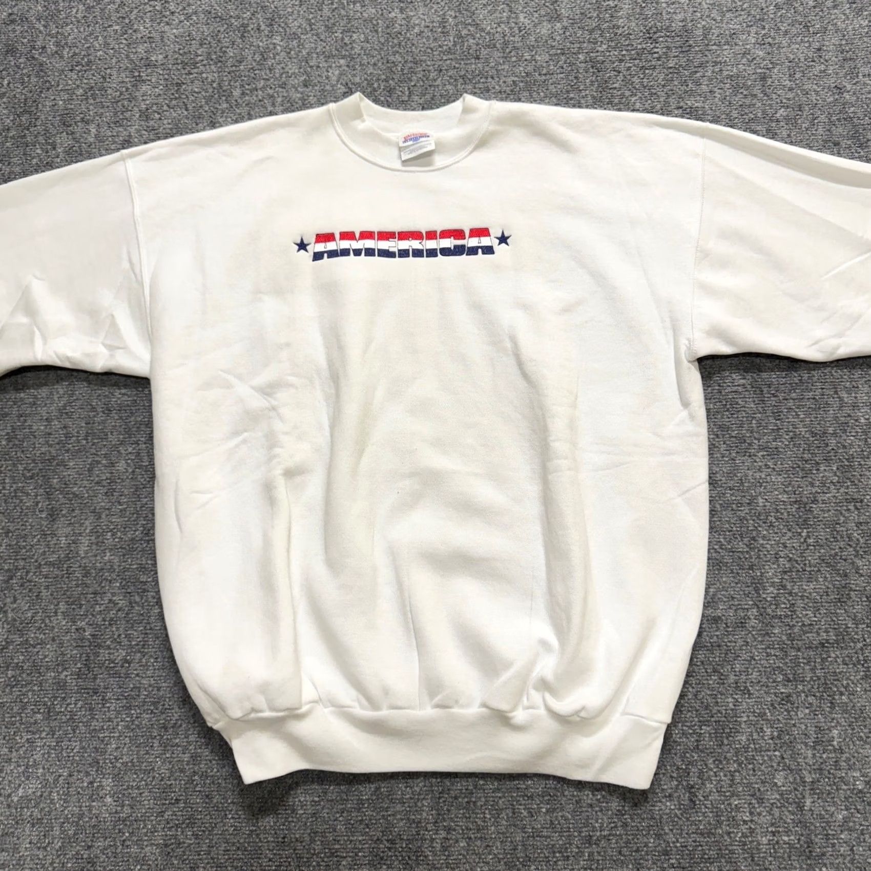 Hanes Hanes Sweatshirt Pullover White Mens XL Cotton Blend Embroidered America Regular Size Size US XL / EU 56 / 4 - 8 Thumbnail
