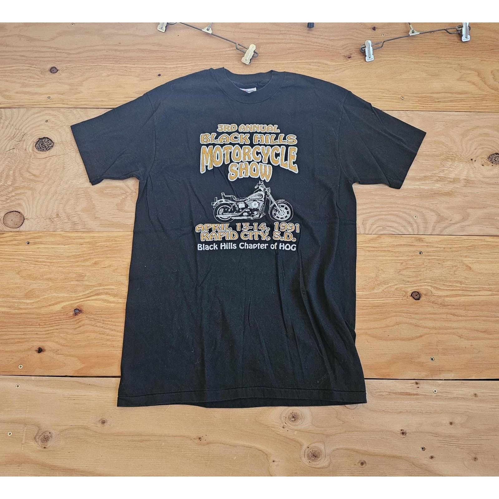 Hanes 80s Black Hills Motorcycle Show Rally T-Shirt Black Sz L Size US L / EU 52-54 / 3 - 1 Thumbnail