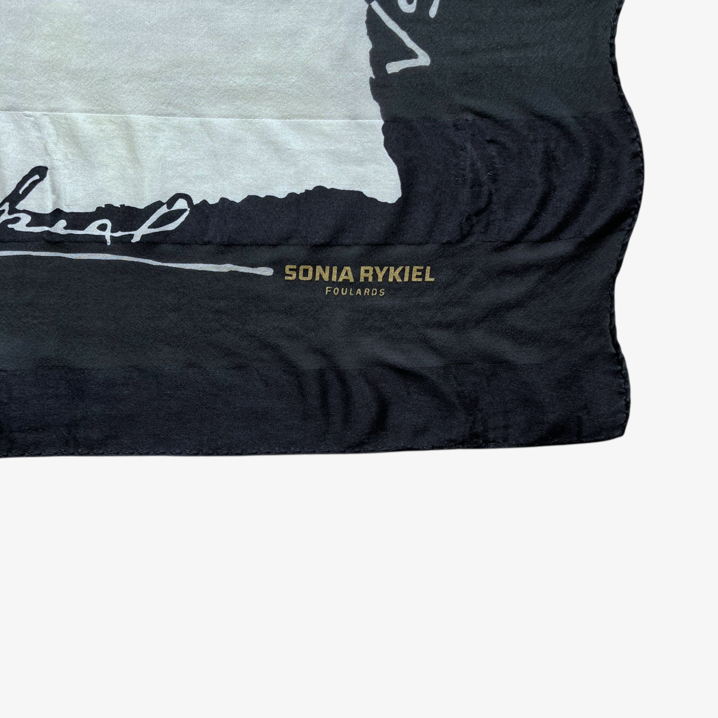 Sonia Rykiel Vintage 90s Sonia Rykiel Spell Out Print Black Silk Scarf Size ONE SIZE - 2 Thumbnail