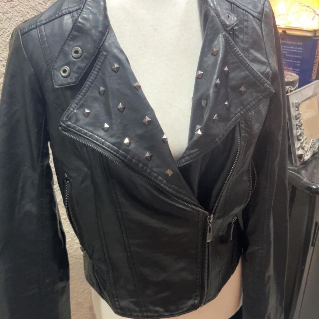 Other Black leather faux jacket with studded detail #leatherjacket Size M / US 6-8 / IT 42-44 - 1 Thumbnail