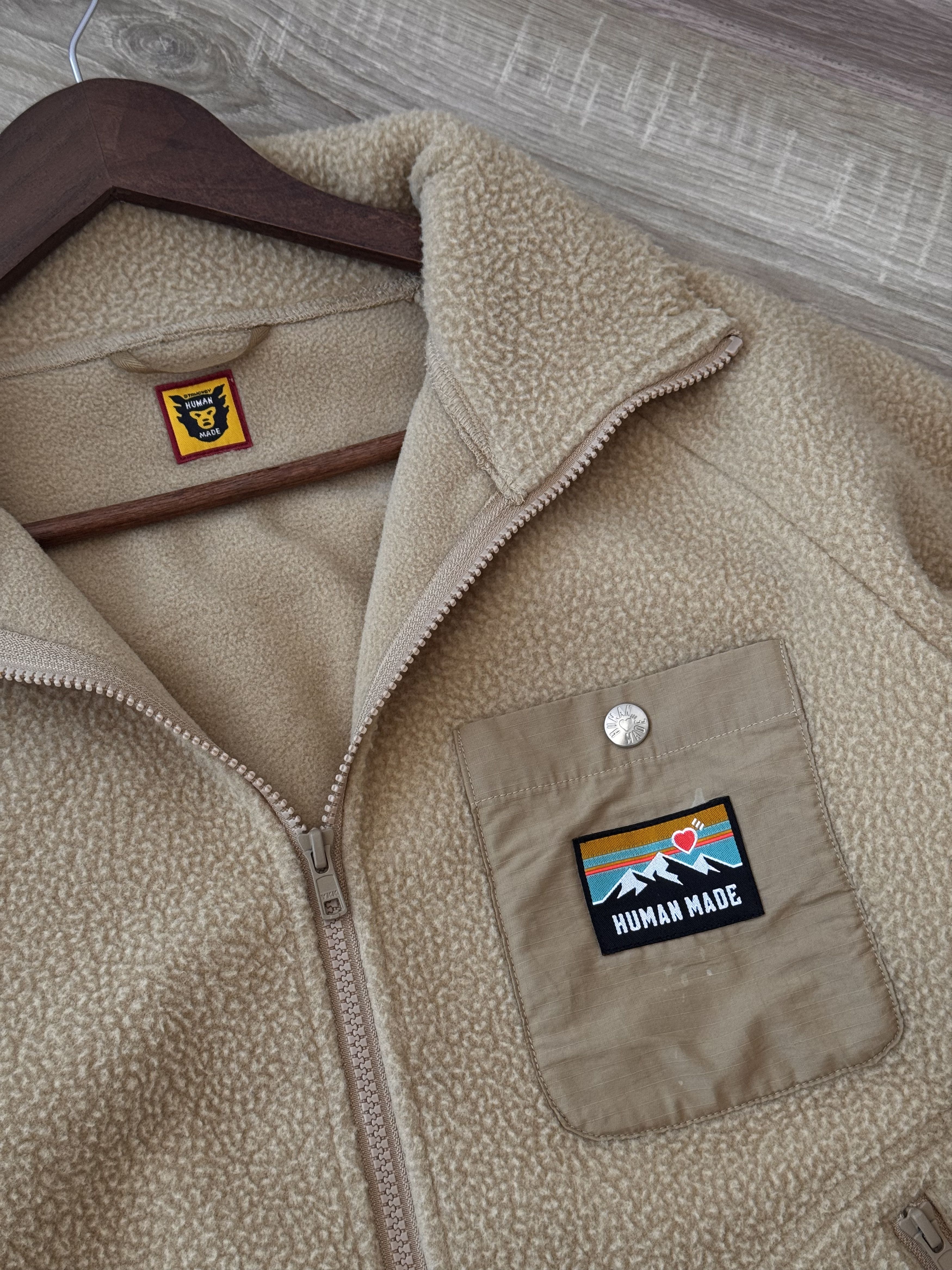 Human Made Human Made Japanese Beige Fleece Jacket Size US S / EU 44-46 / 1 - 2 Thumbnail