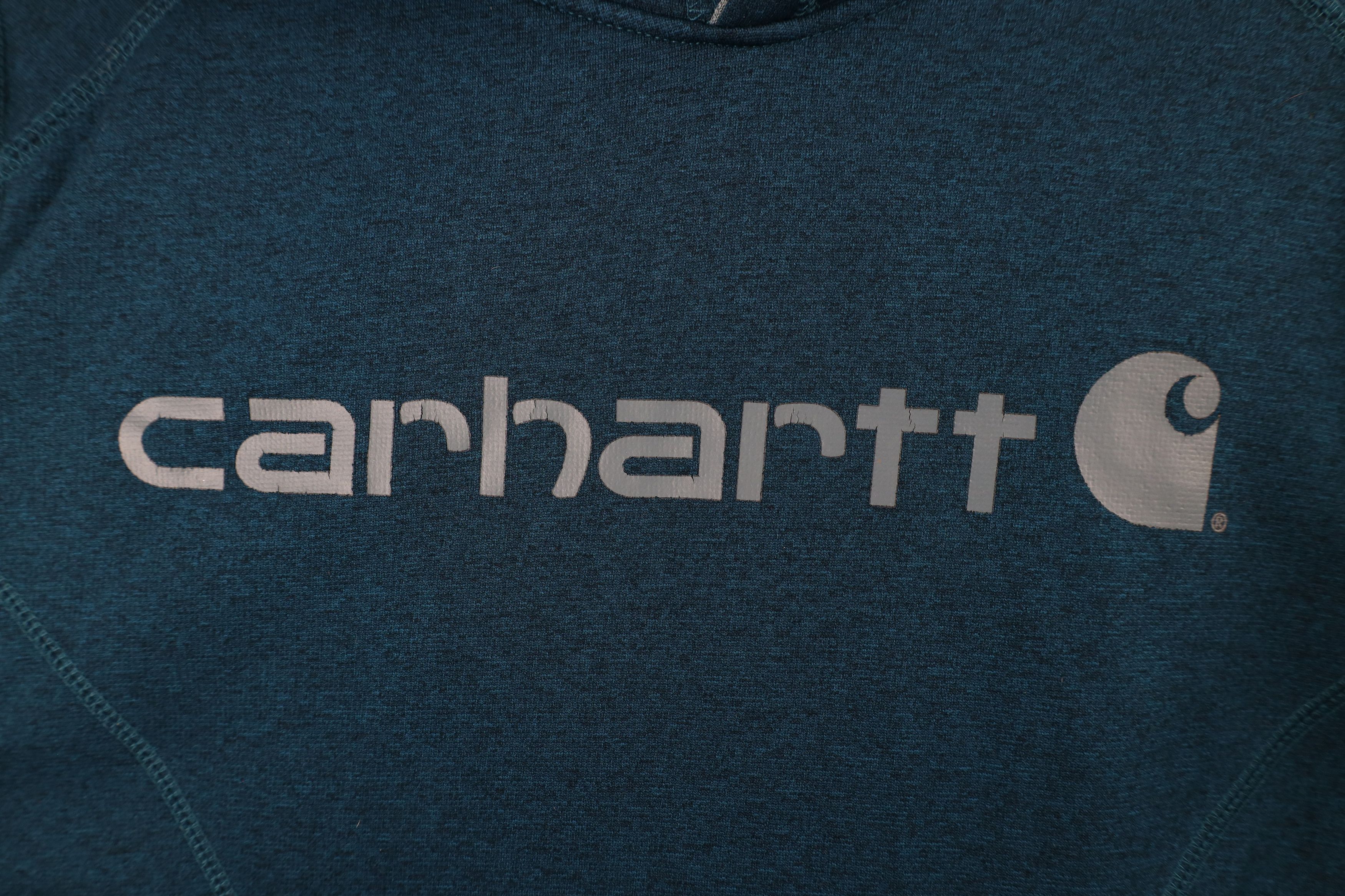 Carhartt × Vintage Vintage Y2K Carhartt Knit Hoodie Sweatshirt Heather Blue Size S / US 4 / IT 40 - 5 Thumbnail