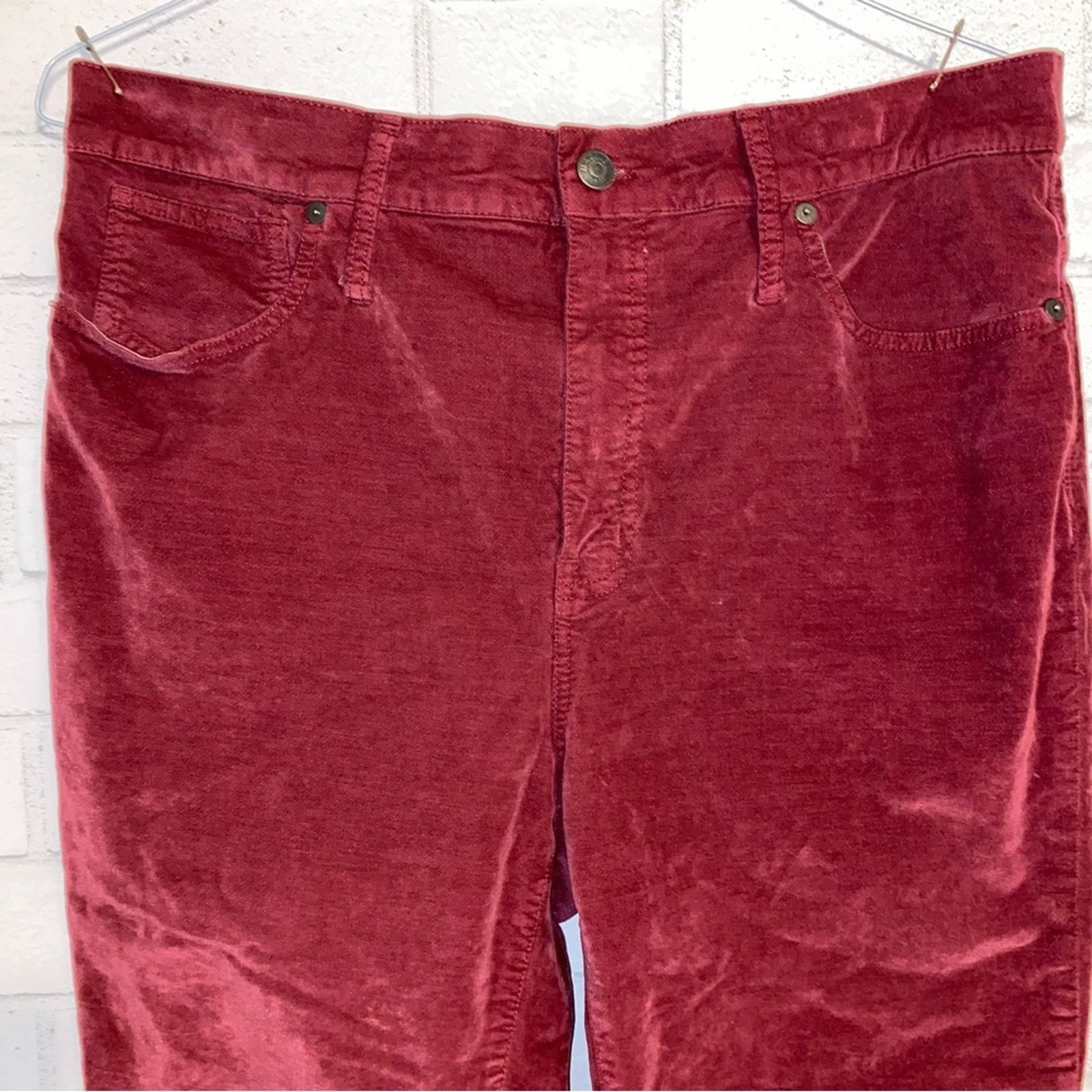 Madewell Madewell 10” High Rise Jeans Smoky Red Stretch Velvet 35 Size 35" - 6 Thumbnail