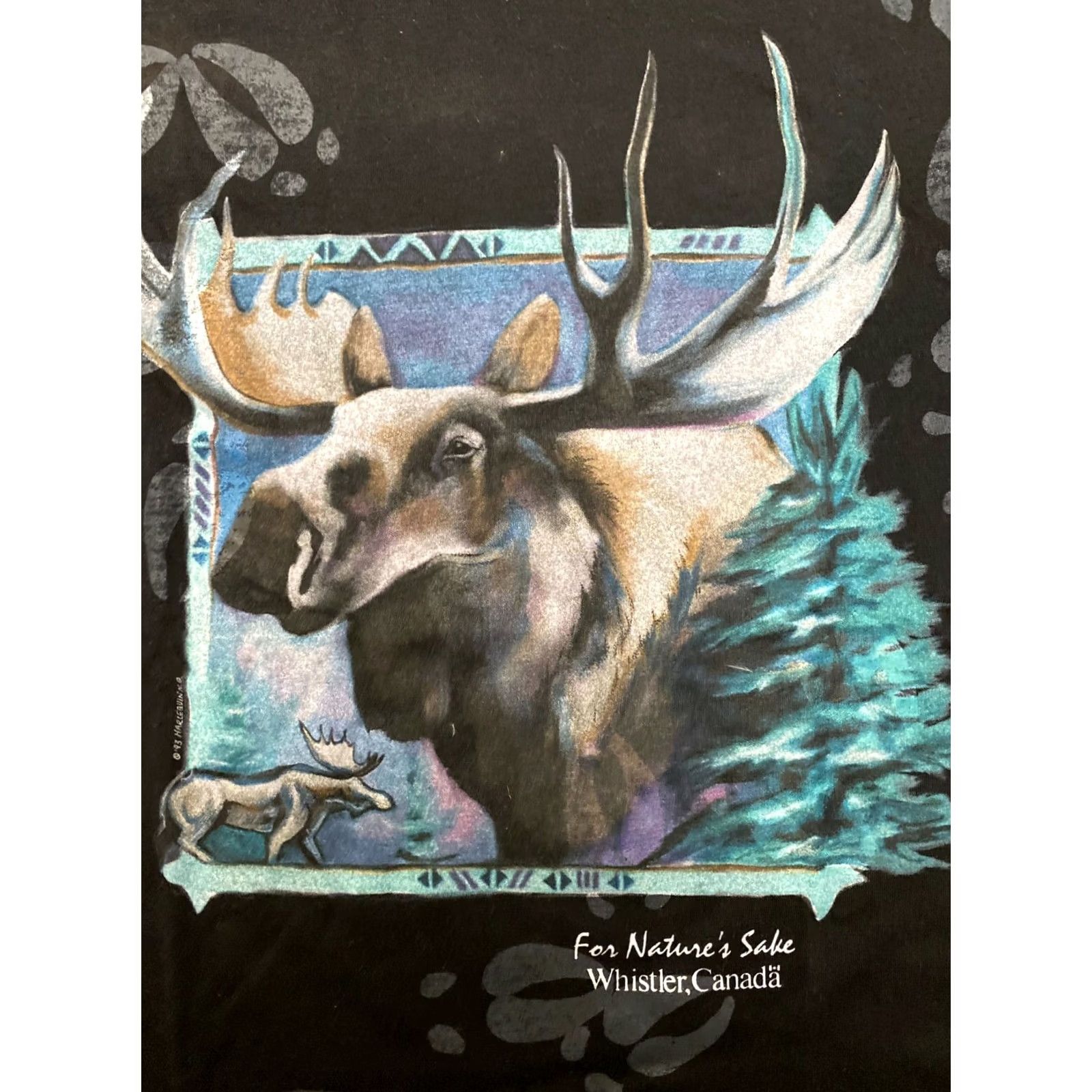 Vintage VINTAGE Harlequin T-Shirt Black XL Crew Neck Unisex Adults 1990s Bear Grizzly Wildlife 90s Whistler BC USA Made Size US XL / EU 56 / 4 - 5 Thumbnail