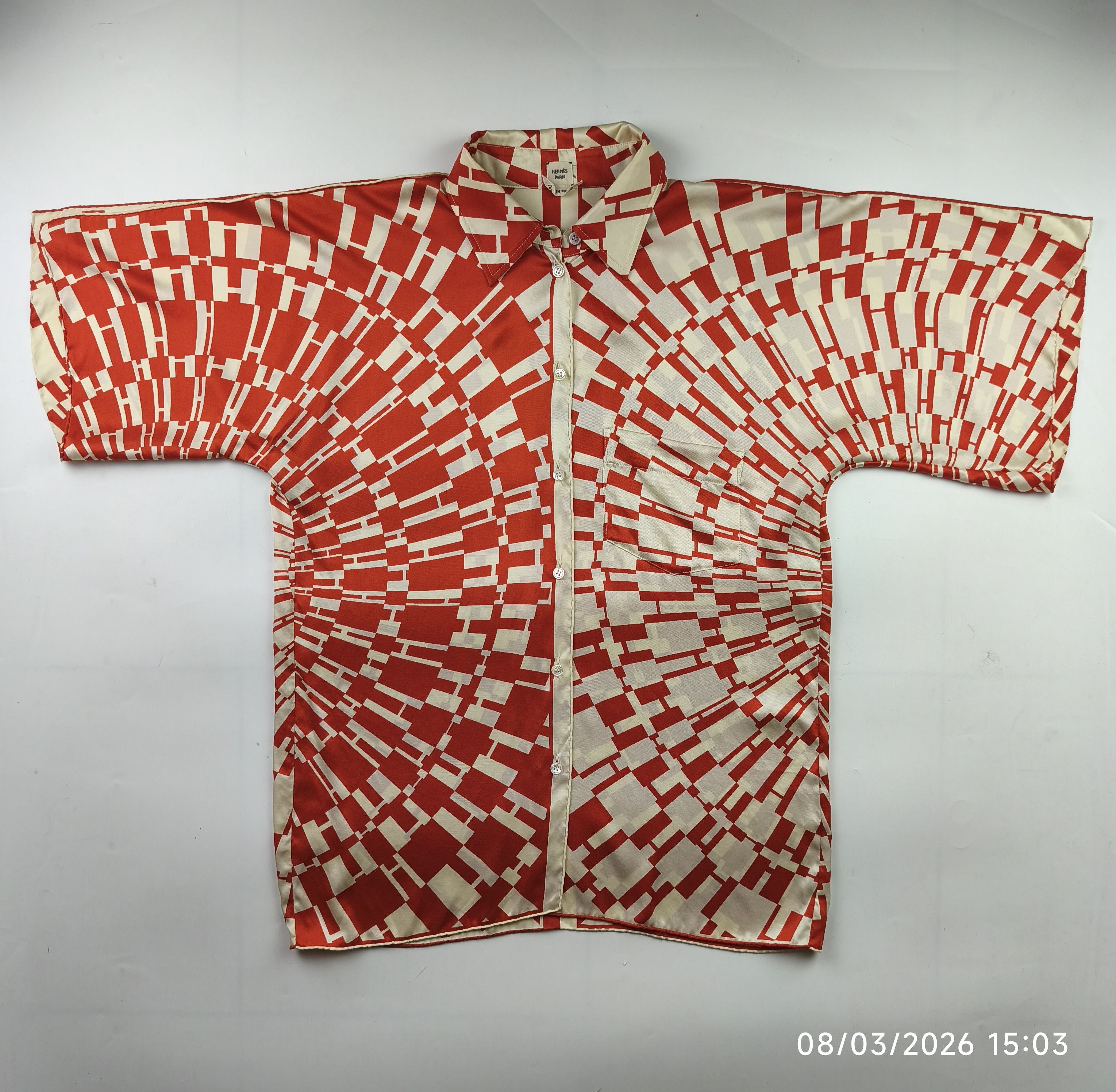 Hermes Hermes gaultier era - op'H - split sleeve - silk button up Size XS / US 0-2 / IT 36-38 - 1 Thumbnail