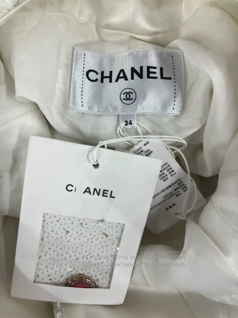Chanel Chanel 22S white sequined beaded heavy industry jacket Size XXS / US 00 / IT 34 - 4 Thumbnail