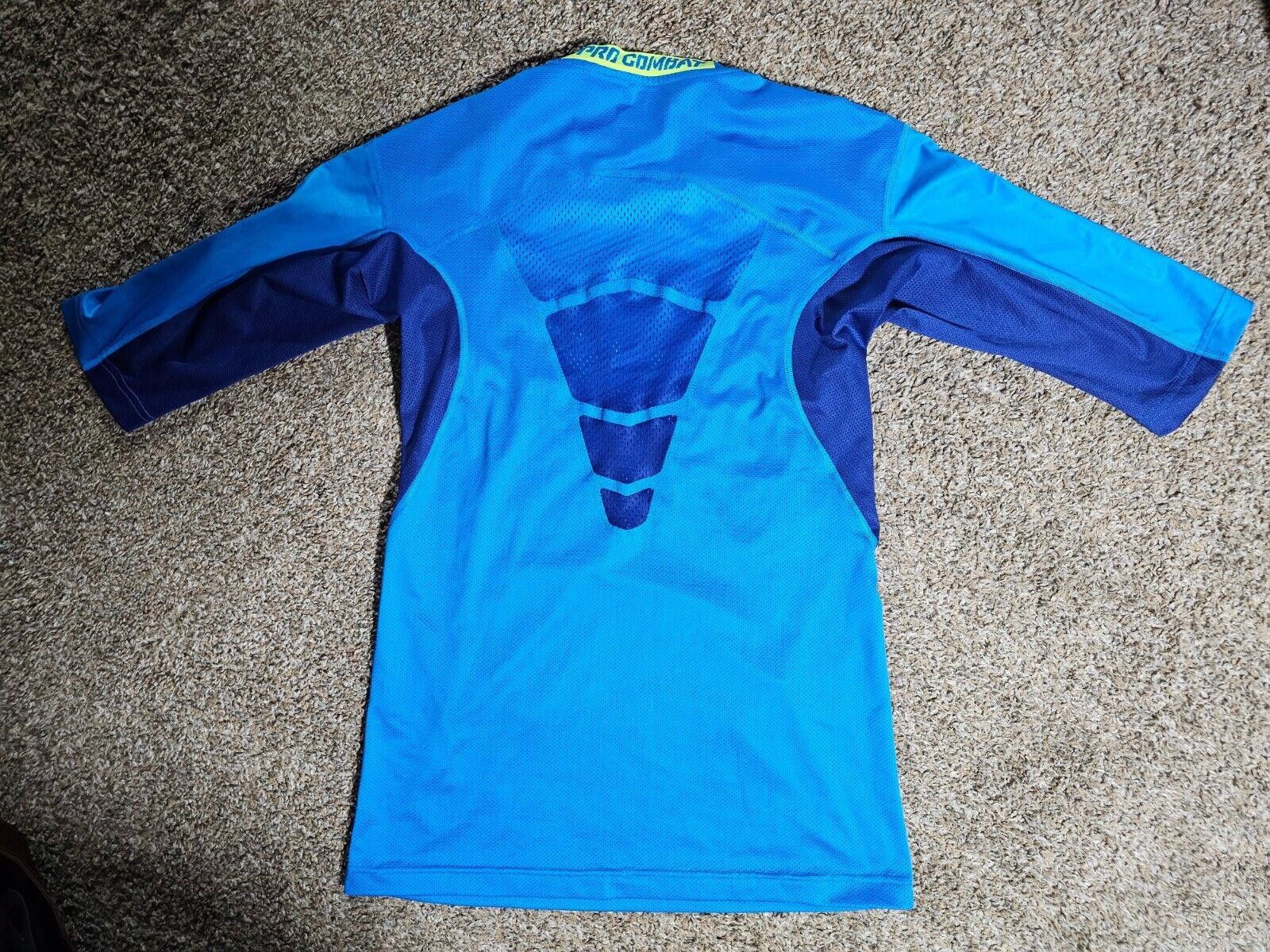 Nike Nike Pro Combat Shirt Mens L Blue Drifit Short Sleeve Fitted Size US L / EU 52-54 / 3 - 10 Thumbnail