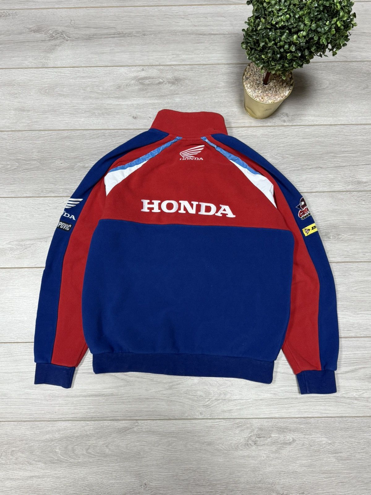 Honda Honda racing fleece zip jacket red blue big logo Size US M / EU 48-50 / 2 - 2 Thumbnail