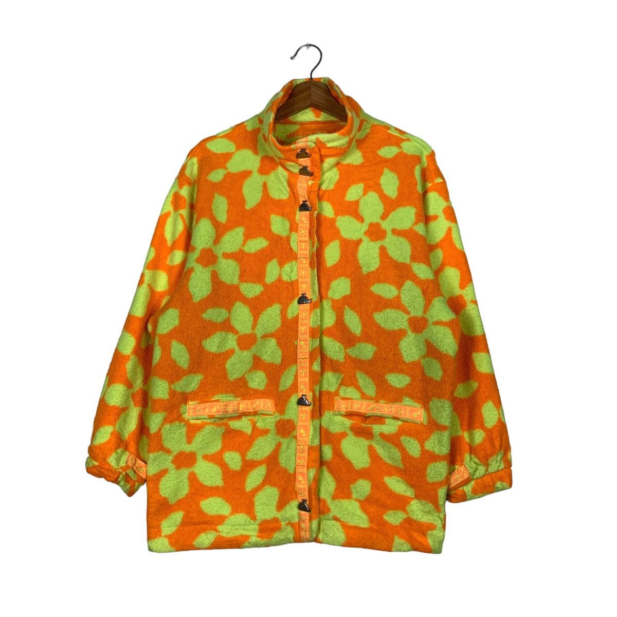 Phenix PHENIX Fullprint Orange Fleece Snap Button Jacket #0078-C5 Size M / US 6-8 / IT 42-44 - 1 Thumbnail