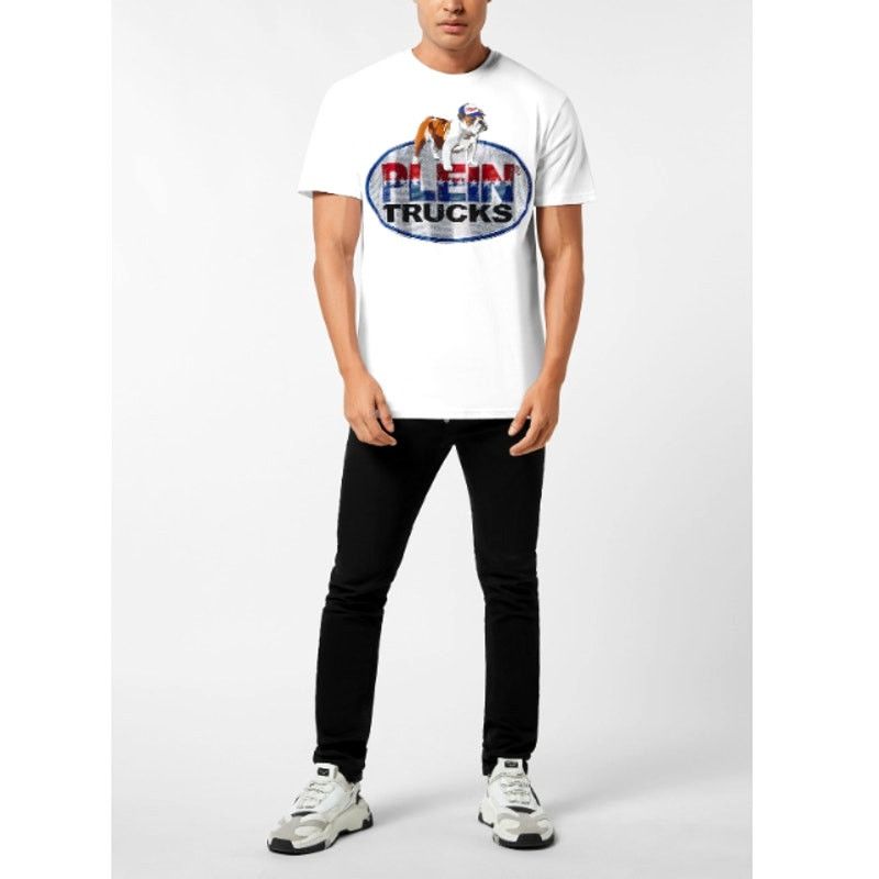 Philipp Plein Philipp Plein White Bulldog Crystal Round Neck T-Shirt XXL Size US XXL / EU 58 / 5 - 11 Thumbnail